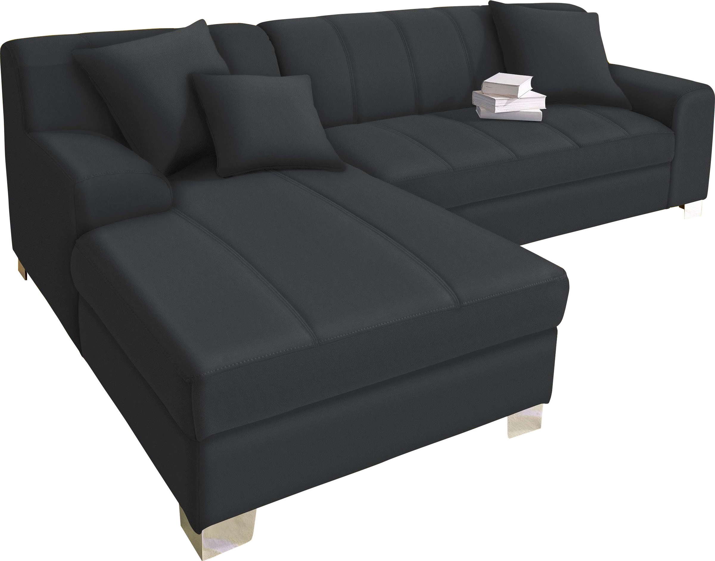INOSIGN Ecksofa »Turah incl. Zierkissen, moderne Steppung, auch in Leder«, wahlweise mit Bettfunktion, Schlafsofa, B/T/H: 239/152/75 cm, L-Form