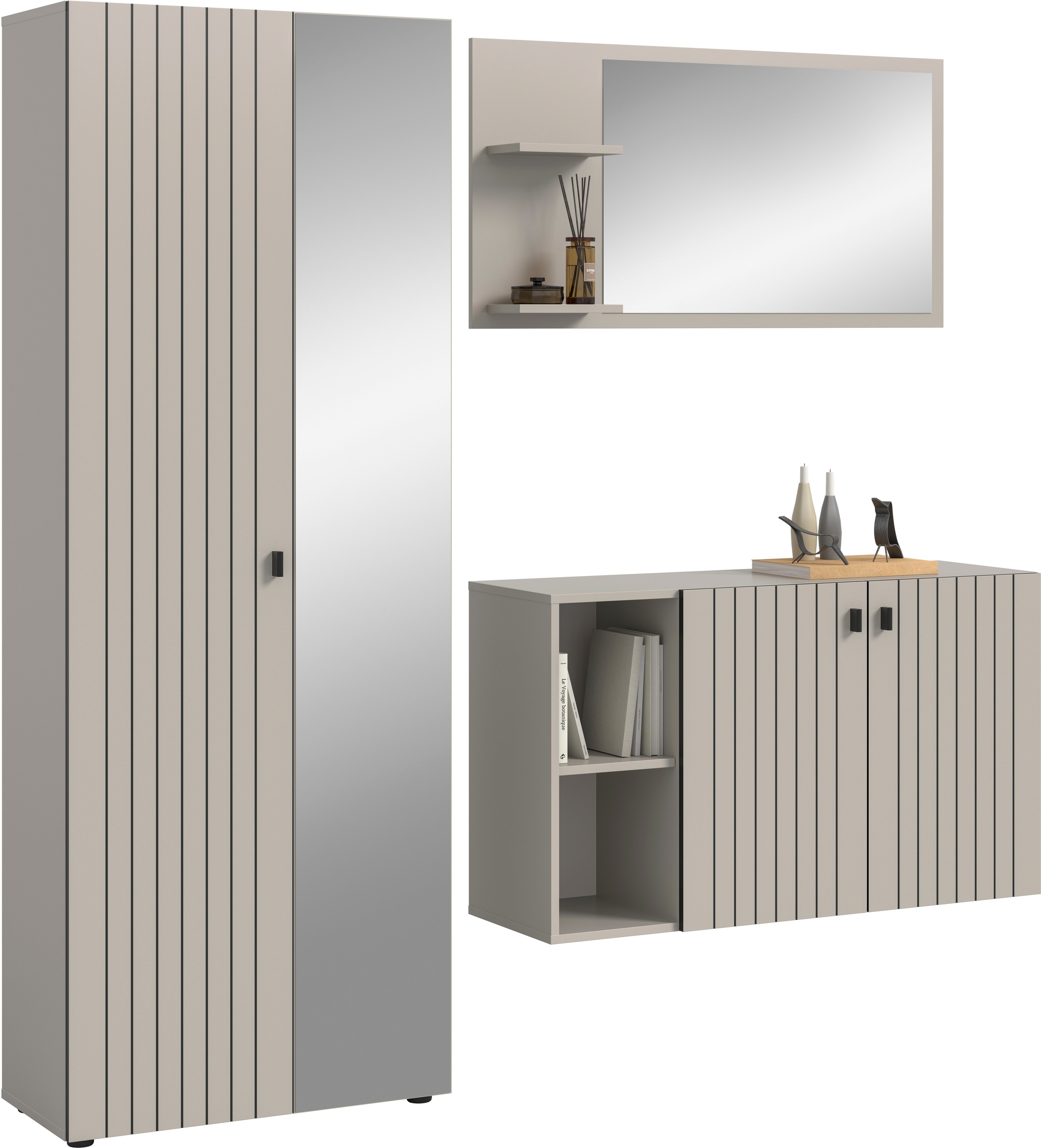 Thumbnail - Home affaire Garderoben-Set "TATIO, 3-tlg. Garderobenkombination, Breite: 191 cm, Rillenfräsung" Set, Set, best. aus: 1 ...