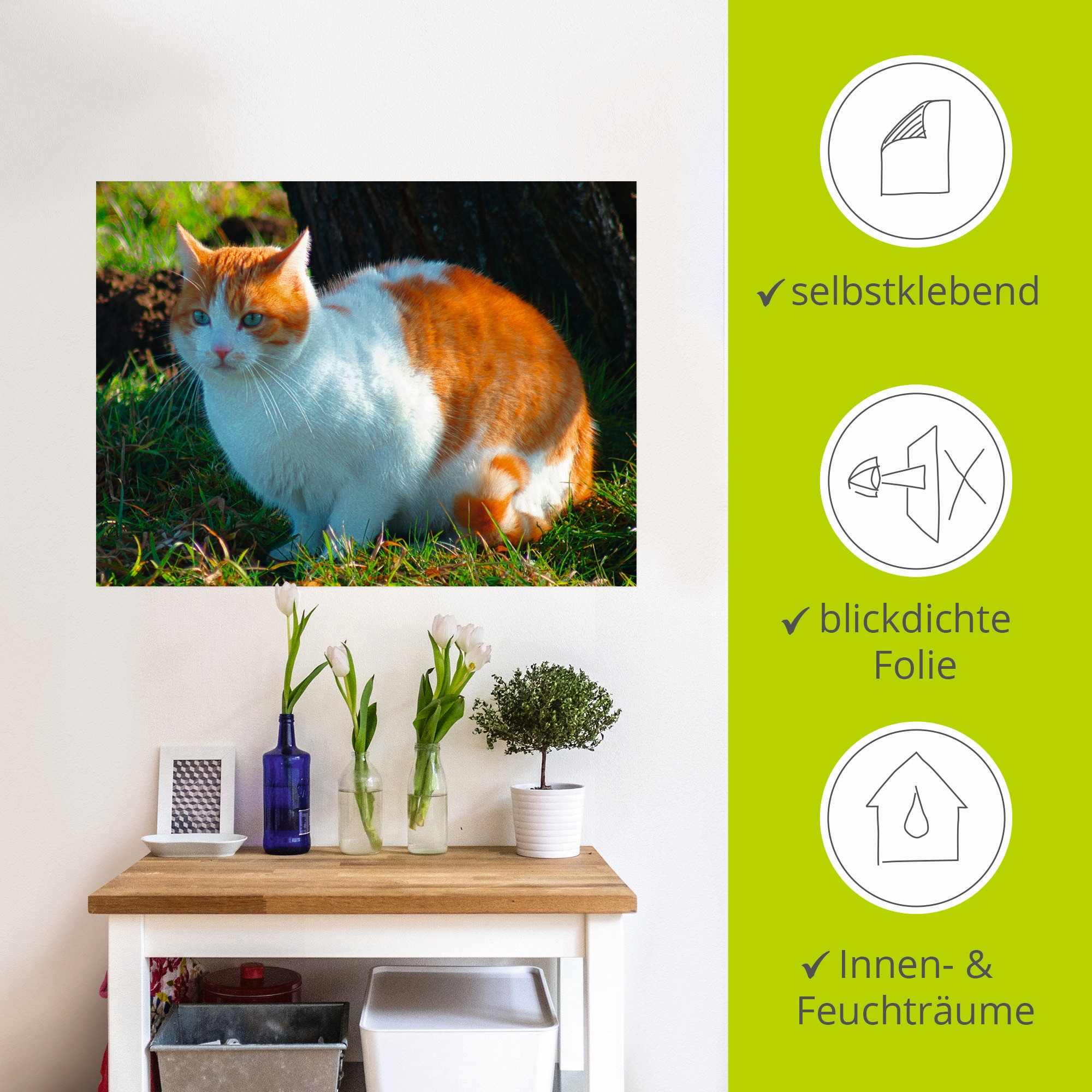 Artland Wandfolie »Entspannte Katze«, Haustiere, (1 St.), selbstklebend