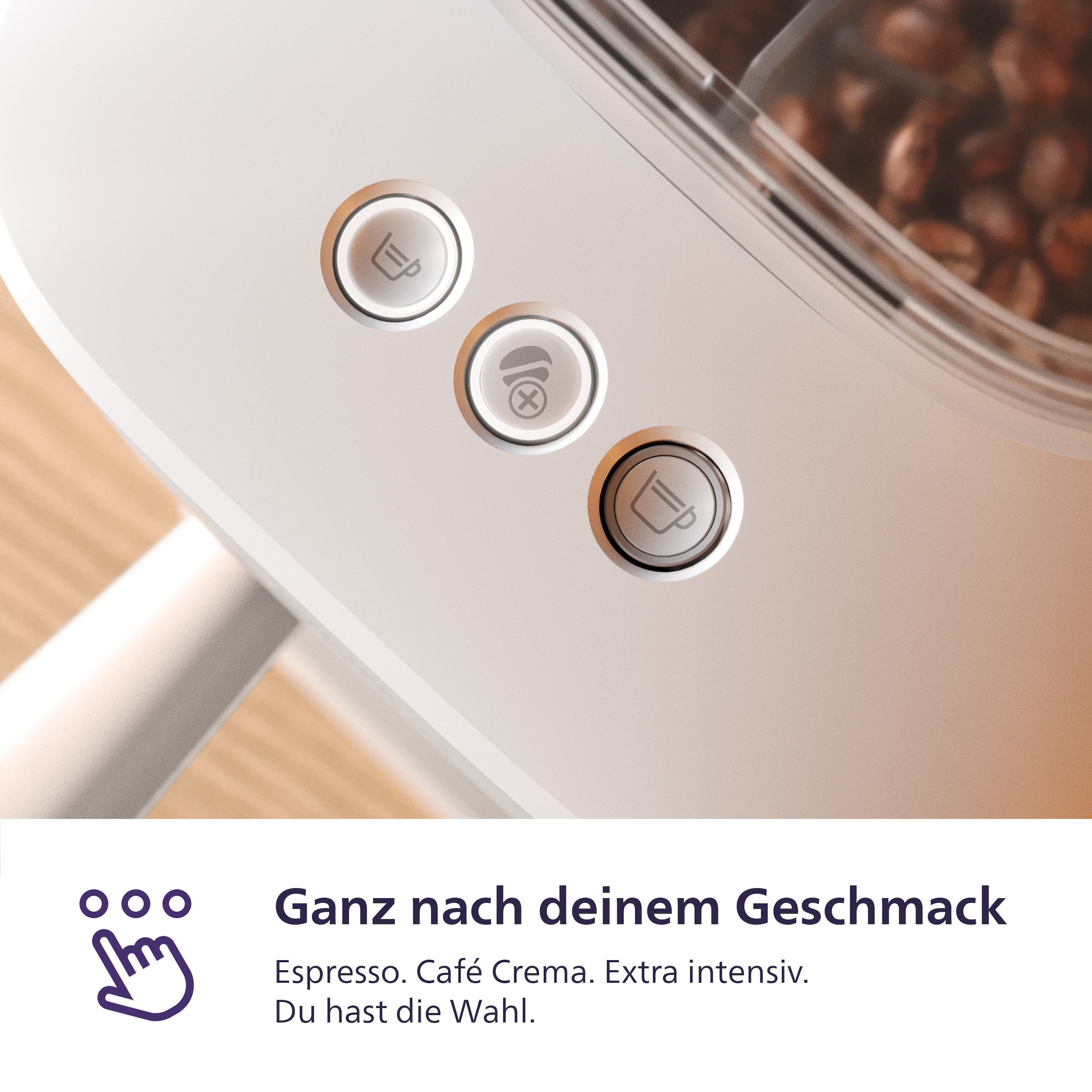 PHILIPS baristina Espressomaschine »mit Bean swap BAR320/00 mit Mahlwerk für ganze Bohnen«, Doppelter Bohnenbehälter, 16 bar Pumpendruck, Naturweiß​