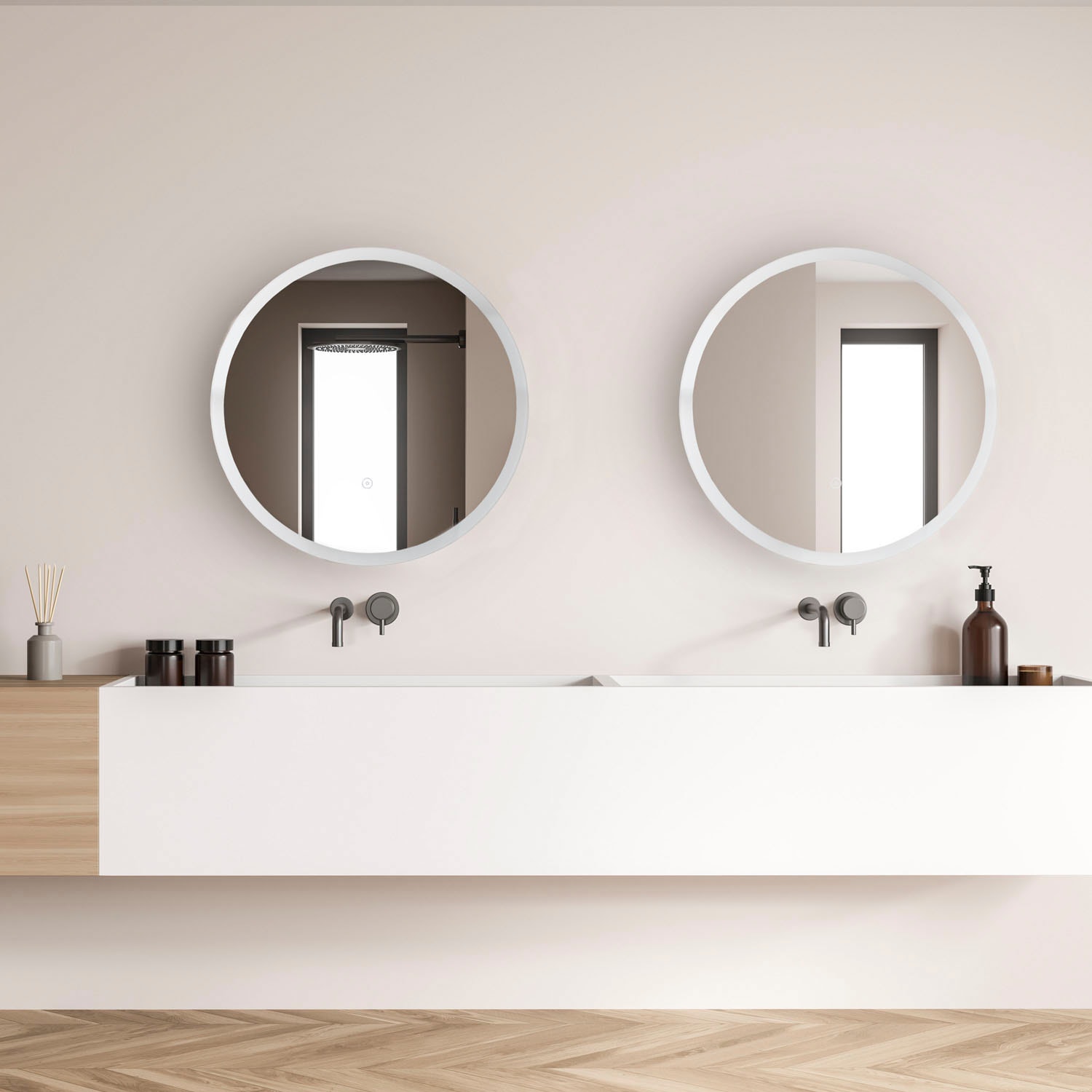 Paco Home »DOROTHY«, Backlight LED Modern Touch-Schalter Rund Wandspiegel Spiegel 50cm Wandleuchte | BAUR