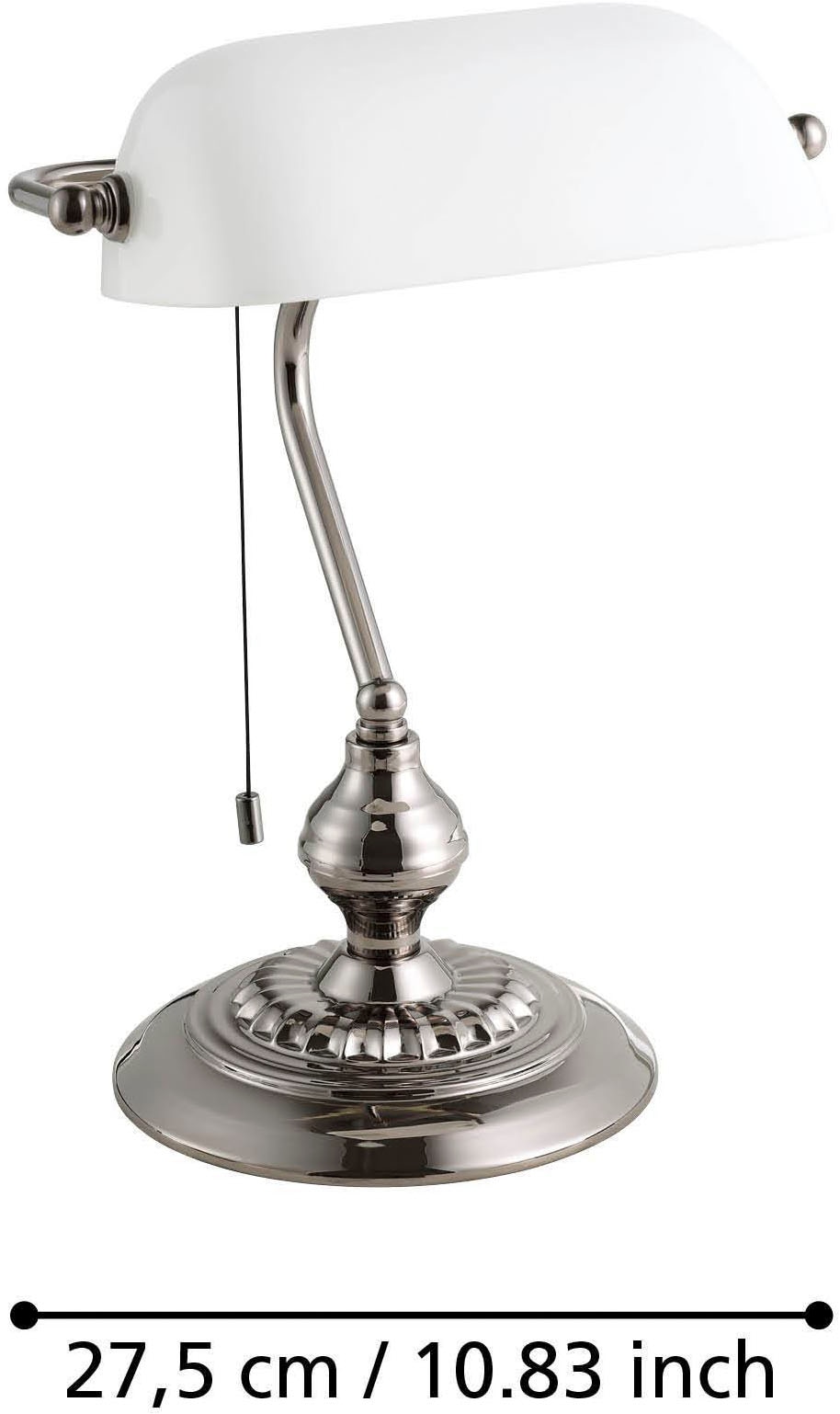 EGLO Tischleuchte »Banker Tischlampe, Vintage, Retro, E27 Schreibtischlampe, Bürolampe« E27 1 Stk. Tischleuchte - L27,5 x H39 cm - nickel-nero - 1X60W exkl.