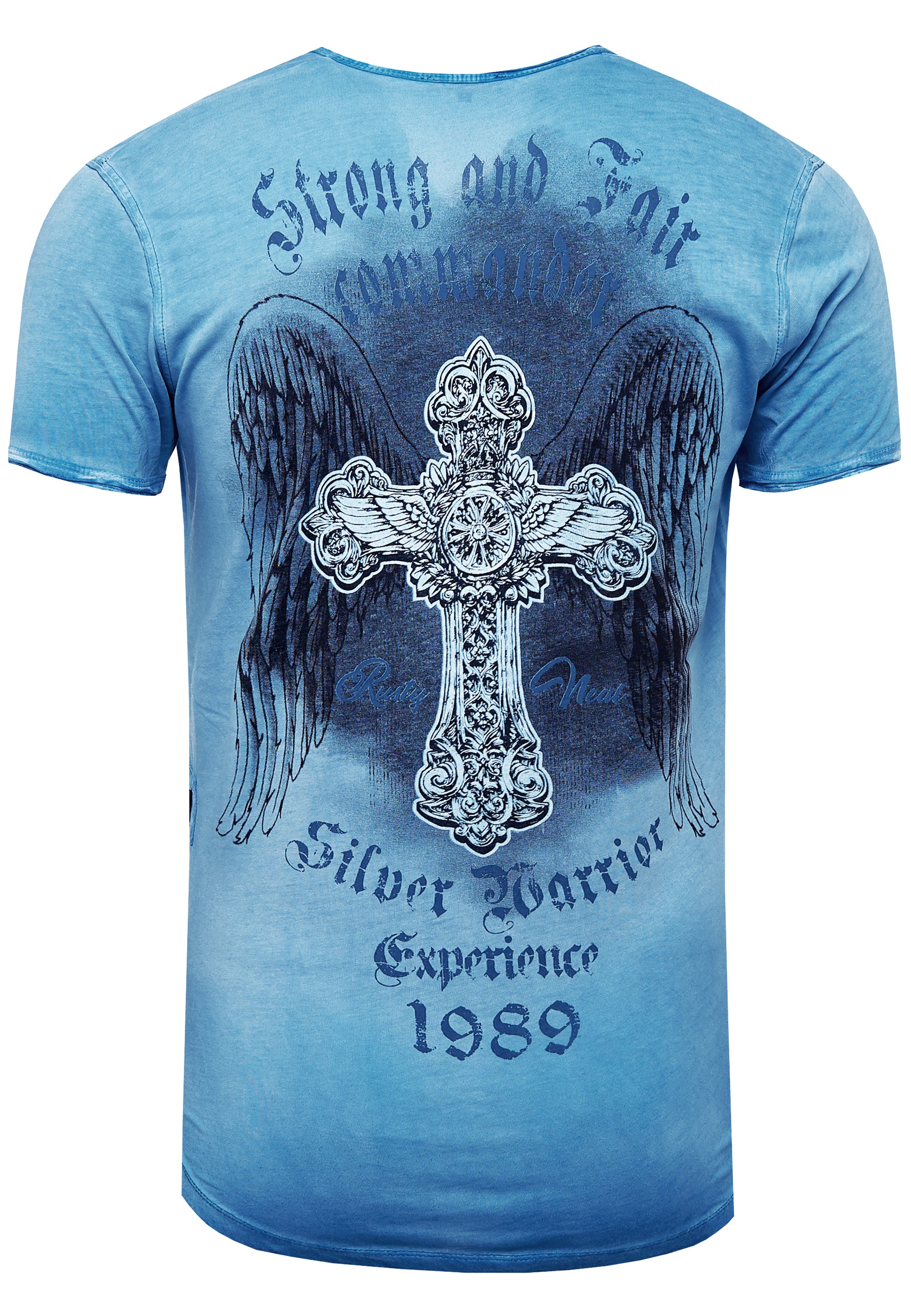 Rusty Neal T-Shirt, mit modischer Knopfleiste