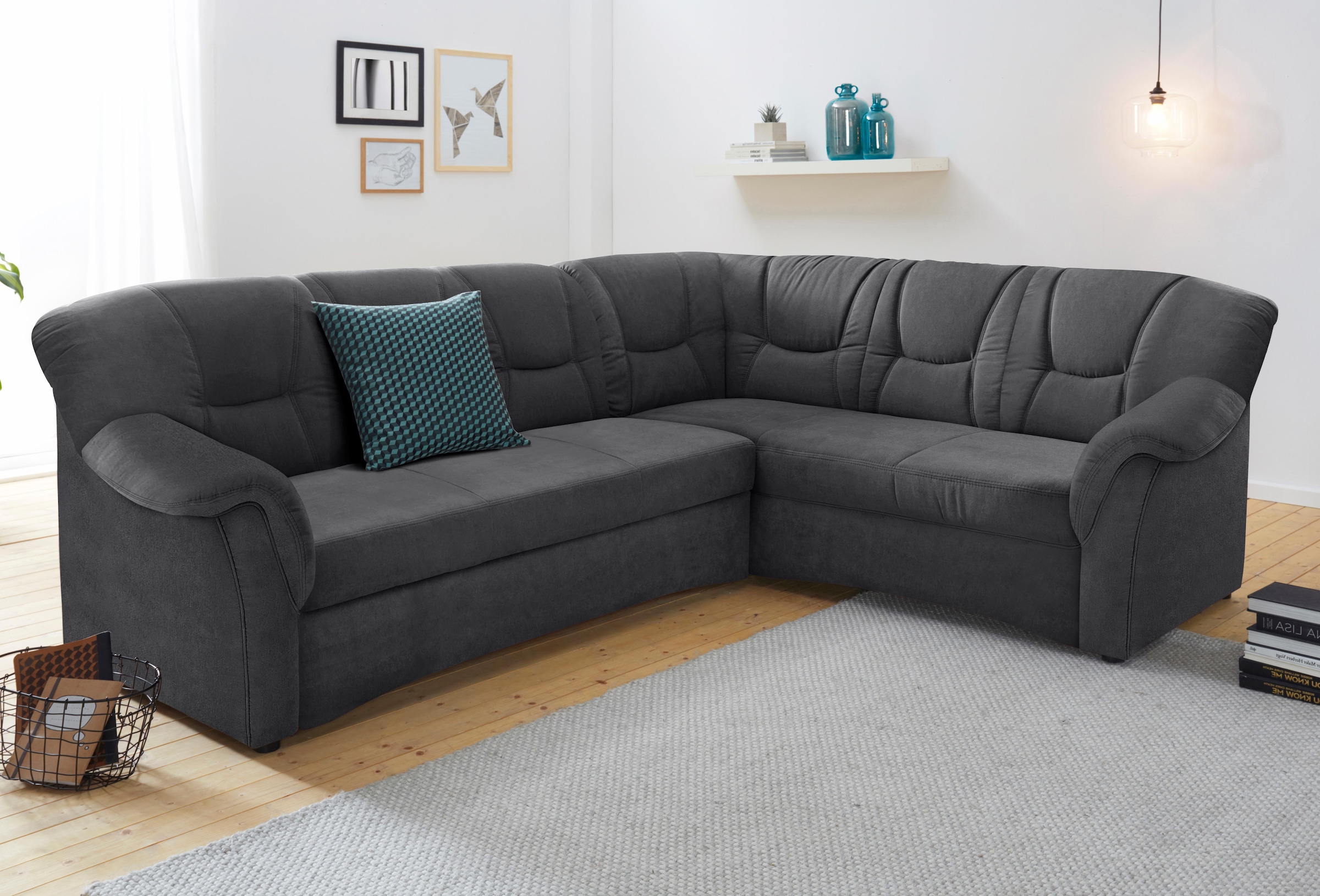 DOMO collection 1100000002199 "SARAFINA 240x190 cm, auch mit Federkern für mehr Sitzkomfort" whlw. mit Bettfunktion, elegantes Design, L-Form
