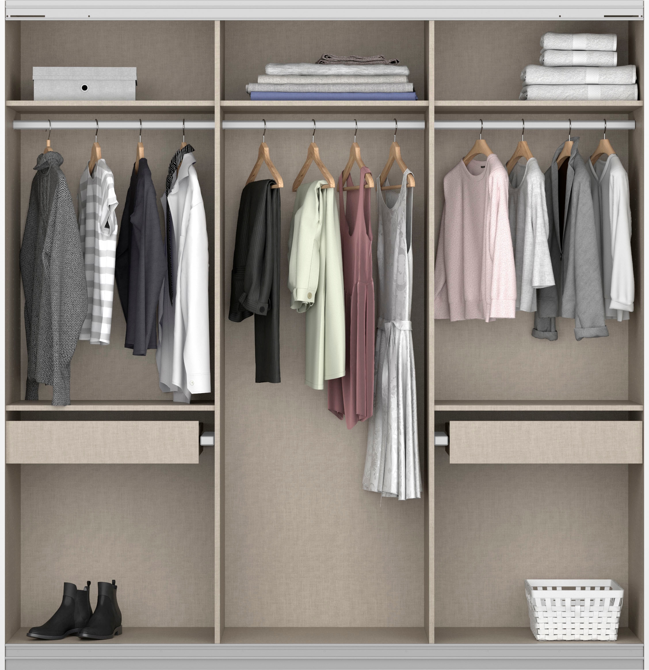 rauch Schwebetürenschrank »Kleiderschrank Schrank Garderobe BESTSELLER KOLUNA mit Spiegel«, inkl. 2 Innenschubladen sowie extra Einlegeböden MADE IN GERMANY