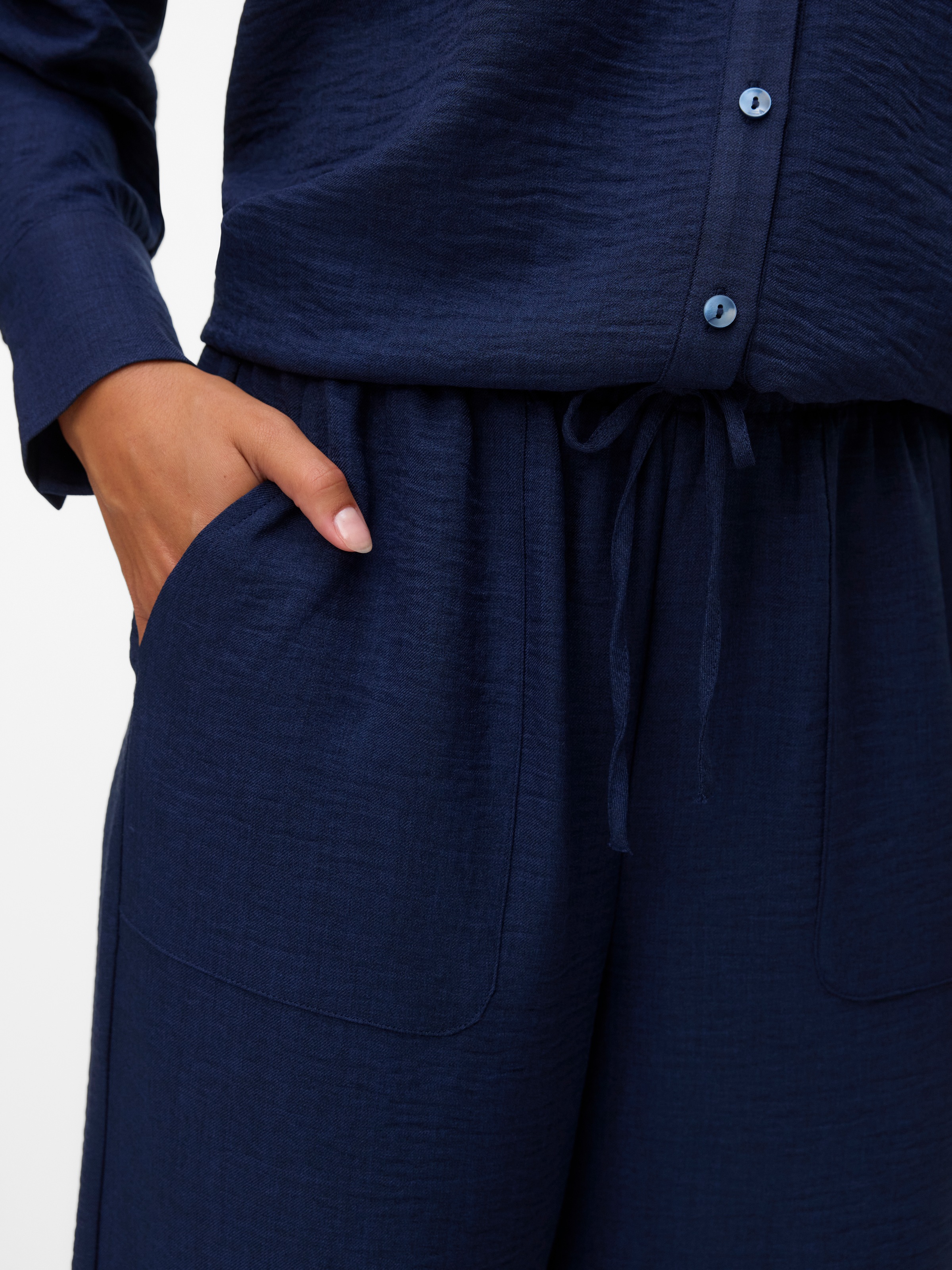 Vero Moda Schlupfhose "VMMELANEY HW LOOSE PANT WVN GA NOOS" Kunstfaser, loo günstig online kaufen