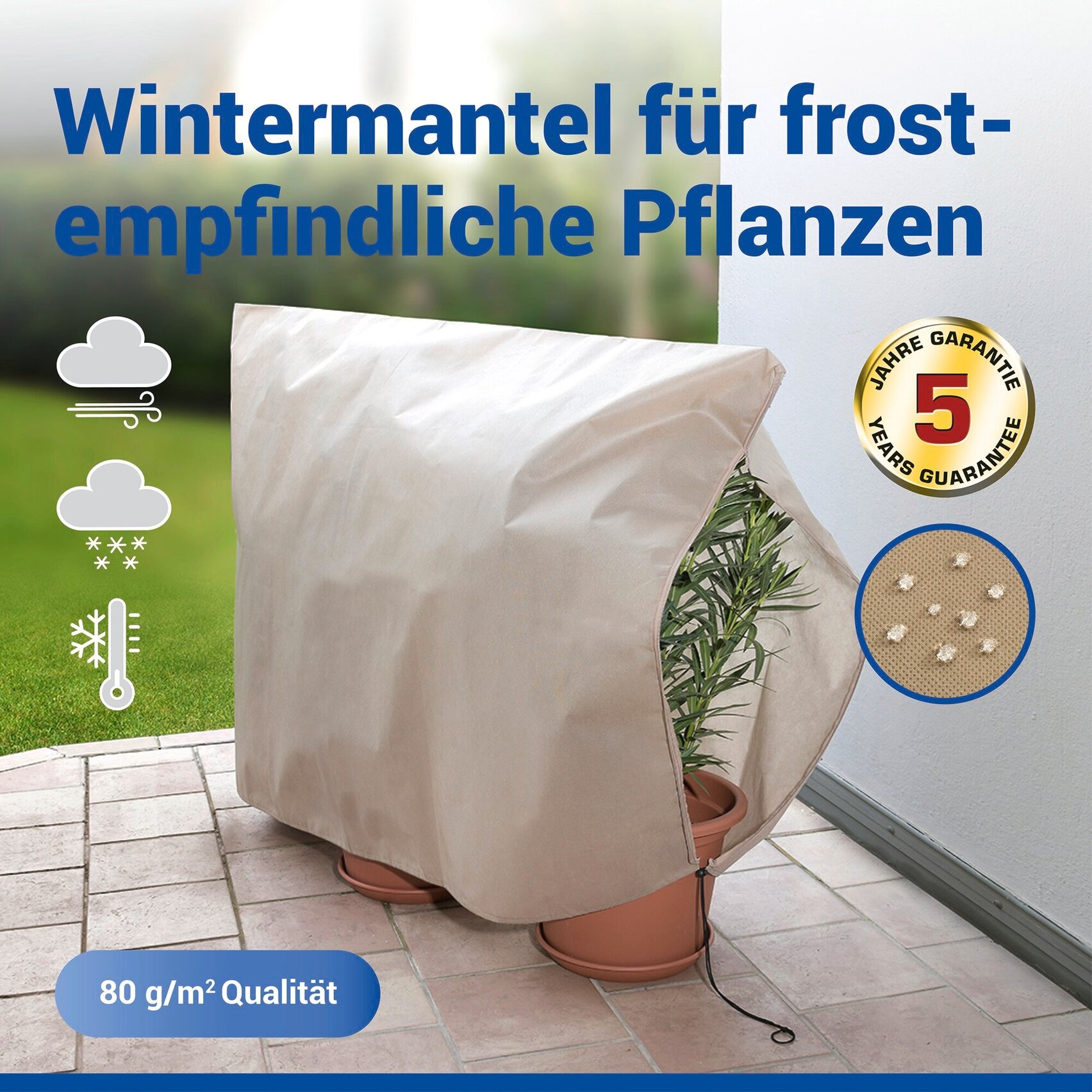 Maximex Winterschutzhaube »Pflanzenschutz-Vlies, 180x120 cm« reißfestes Vlies, mit Reißverschluss und Zugband, BxH: 180x120 cm