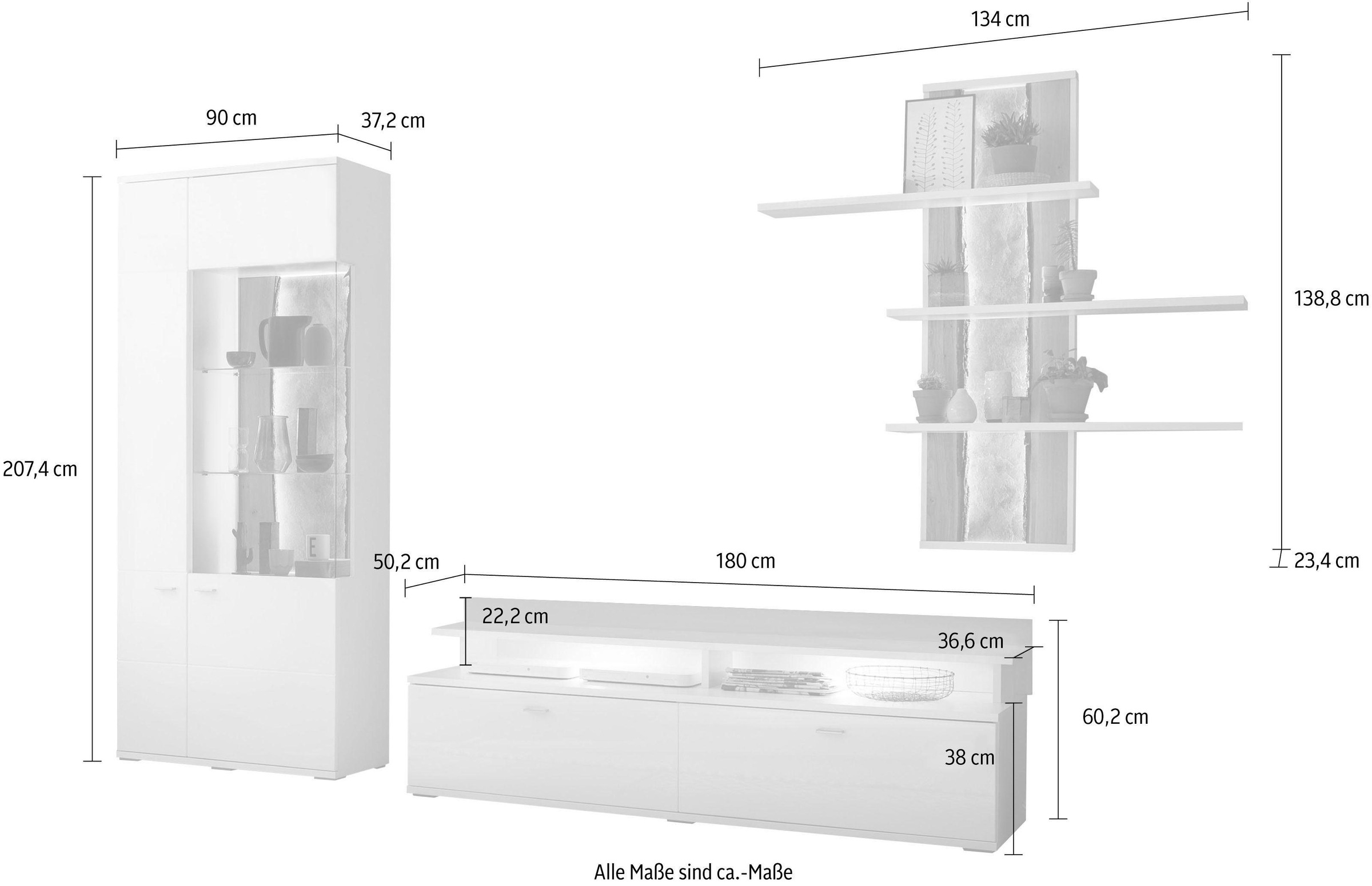 one Typ (Set, 01, St.), BAUR | mit by Musterring Wandregal set 4 Wohnwand »TACOMA«,