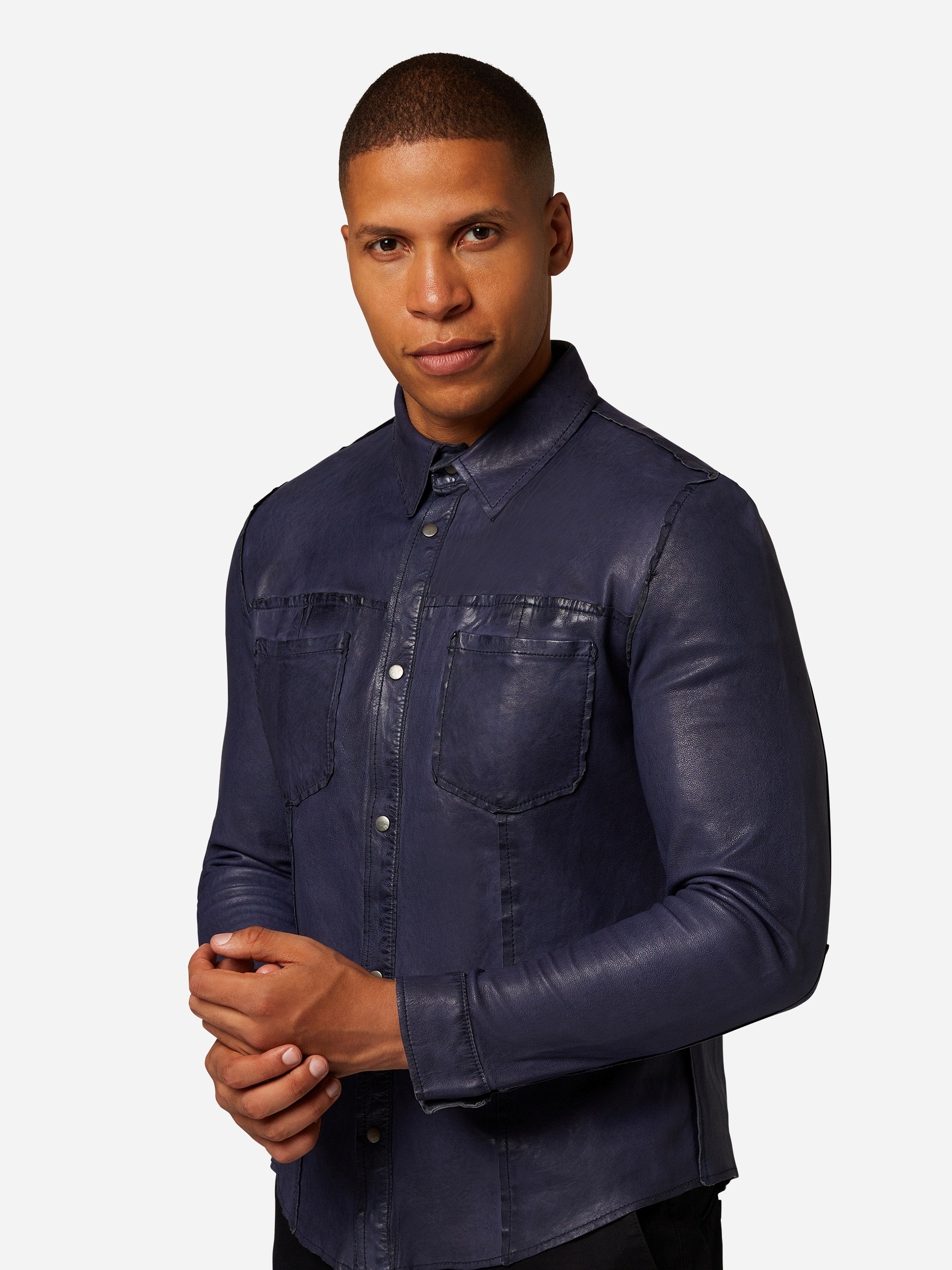 RICANO Langarmhemd »Lederjacke Reverse Shirt« Handgefertigt aus echtem Leder