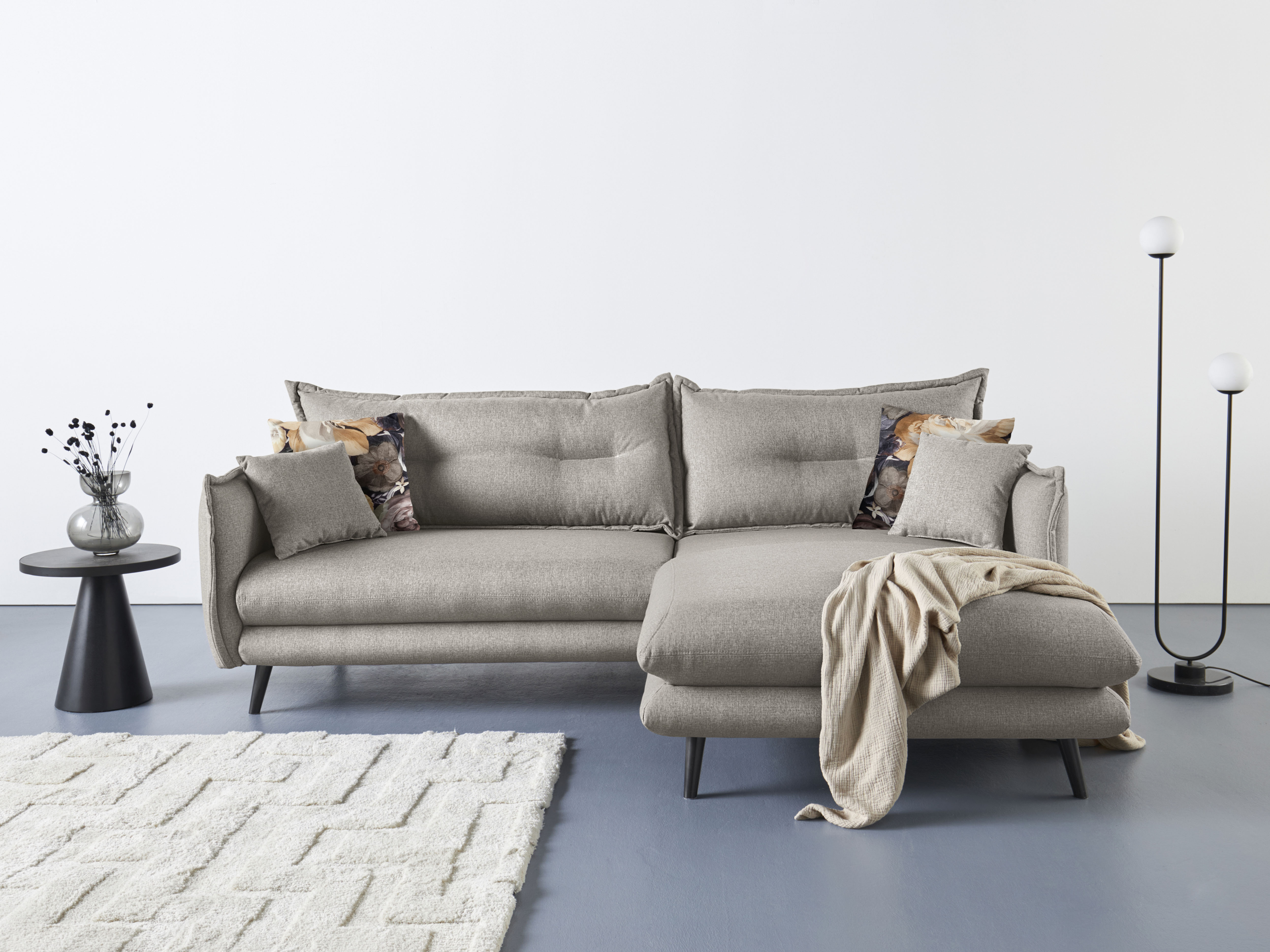 Home affaire Ecksofa "Levke, 255 x 180 cm, modern und bequem" Struktur fein, L-Form, inkl. Rücken- und Zierkissen