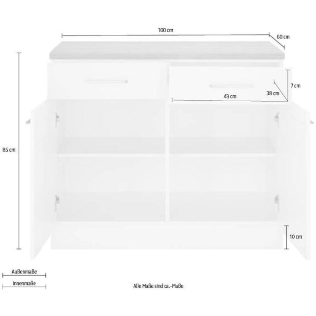 wiho Küchen Unterschrank »Zell«, Breite 100 cm | BAUR