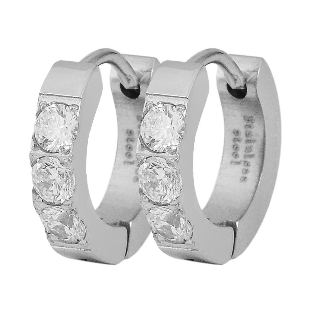 Adelia´s Klappcreolen »Damen Ohrringe – Klappcreole aus Edelstahl mit Strass Steinchen« Geschenkidee: zeitlos und vielseitig
