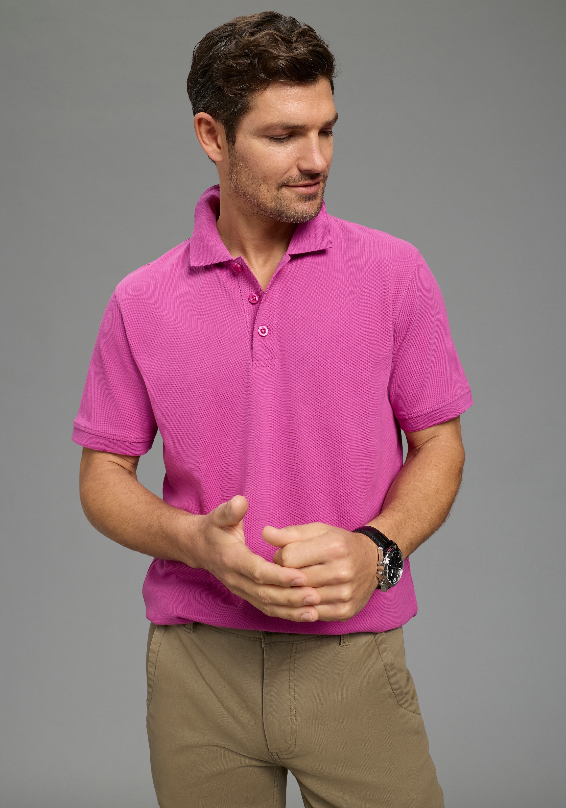 Mans World Poloshirt Kurzarm, lockere Passform, unifarben günstig online kaufen