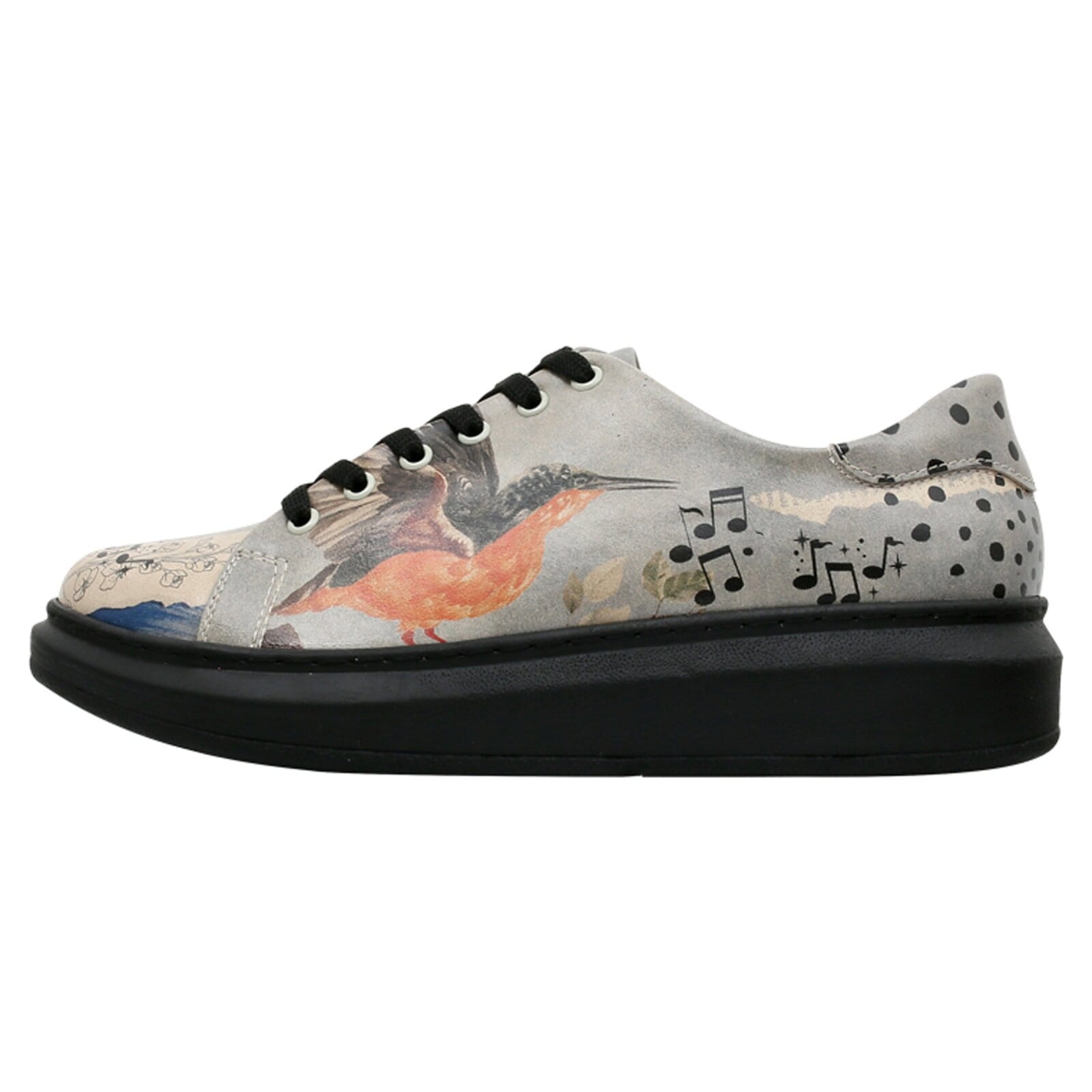 DOGO 1100000002199 "Myra Low-Top Sneaker Birds Chirping Damen Sneaker, Myra Low-Top" Handgefertigt
