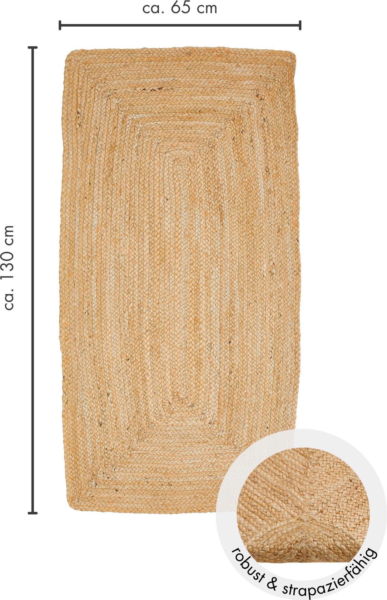 LUXOR living Teppich »Ibo, Juteteppich«, rechteckig, 7 mm Höhe, Wendeteppich, handgeflochten, Naturfaser, Boho-Style