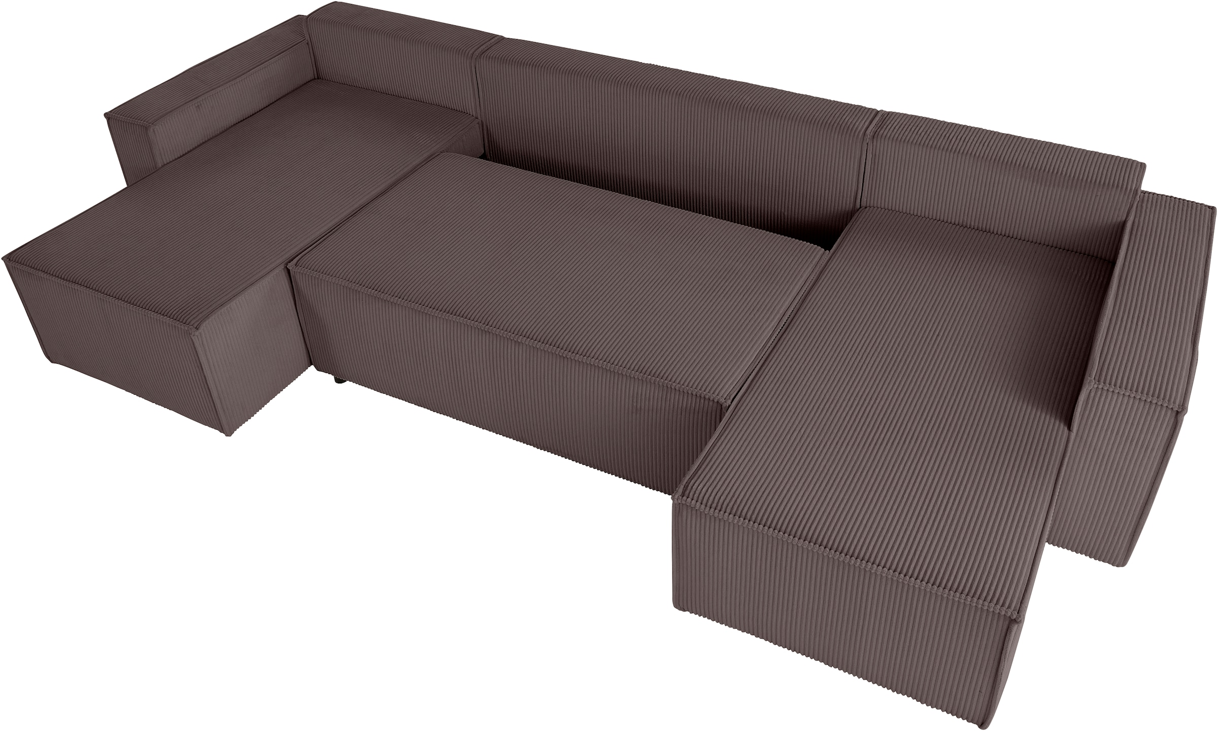 OTTO home Wohnlandschaft »Cassi, 311 cm, U-Form, Schlafsofa, Dauerschläfer, Boxspringfederung«, Schlaffunktion m. Bettkasten (Cord-Bezug
