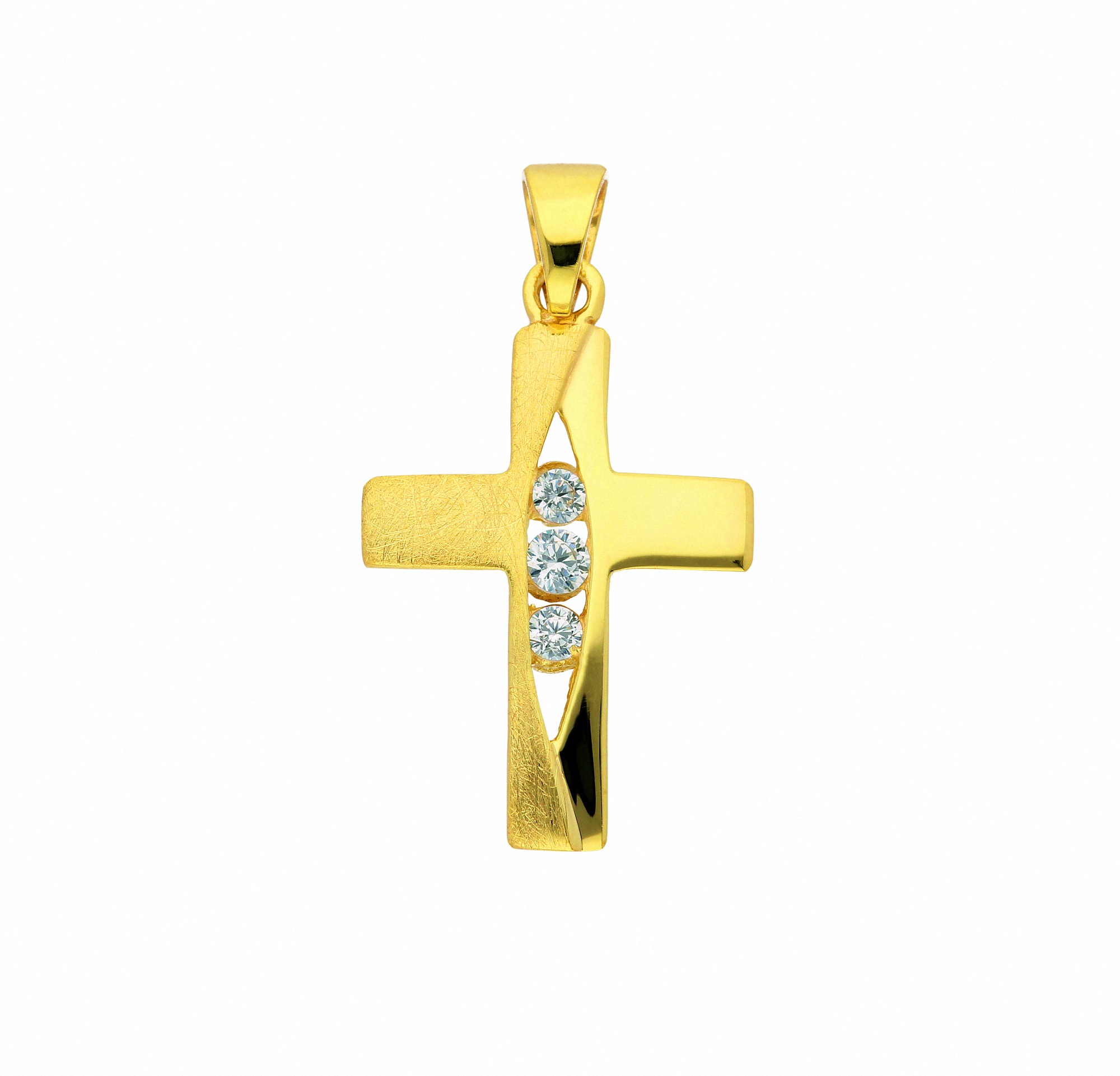 ADELIA ́S Damen Kettenanhänger "Damen Gold Schmuck 333 Gold Kreuz Anhänger mit Zirkonia", mit Zirkonia, Gold, gold, Gold, Schmuckanhänger, mit