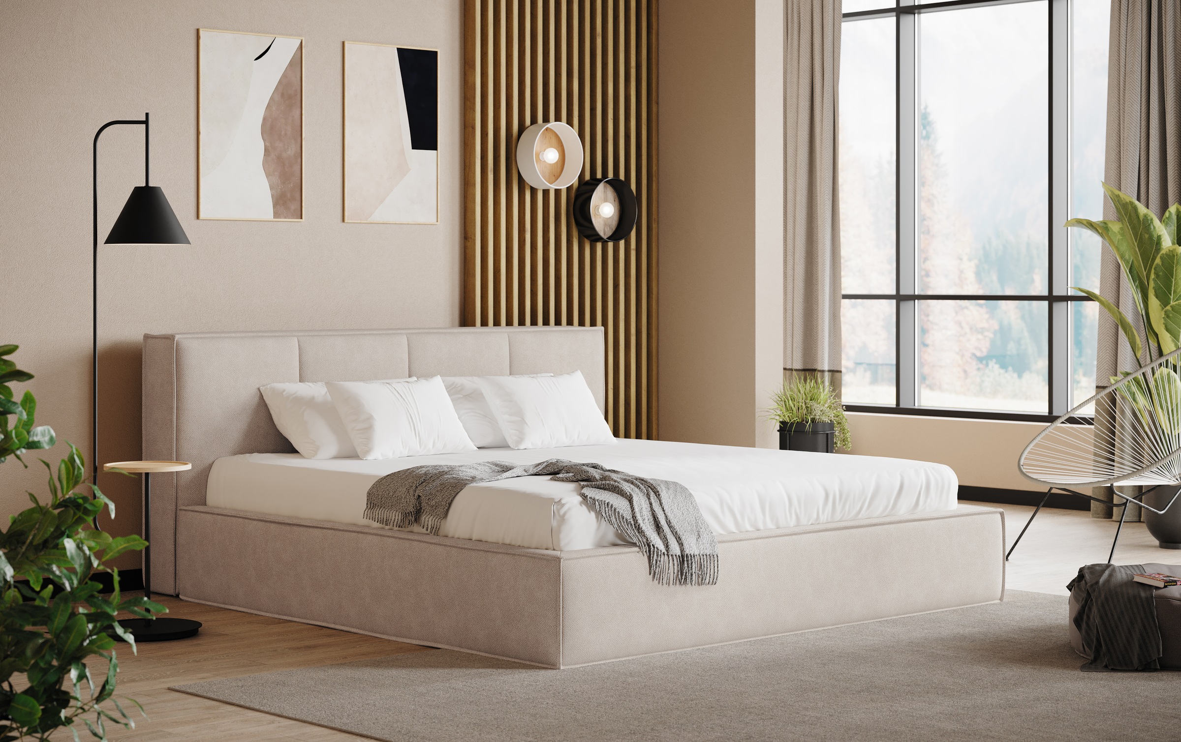 Polsterbett COTTA, B:195cm L:241cmbeige, 100% POLYESTER (PES), Betten, "MILANO II inkl. Bettkasten, erhältlich in den Breiten 160 & 180cm", ohne