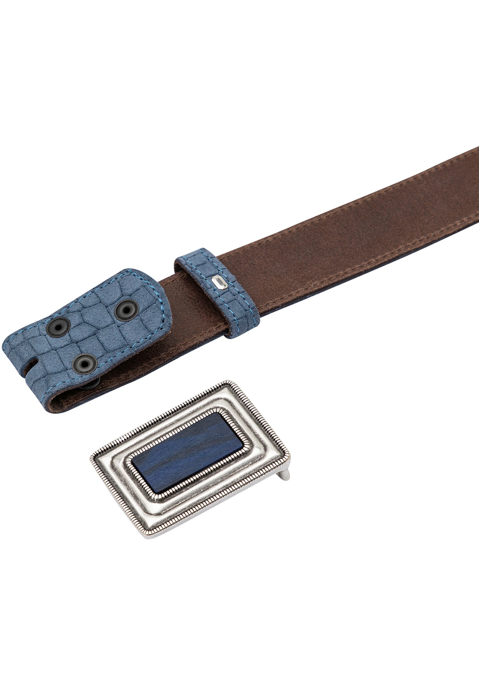 Rettungsring Gürtel Ledergürtel, mit austauschbarer Schließe "Silberrahmen günstig online kaufen