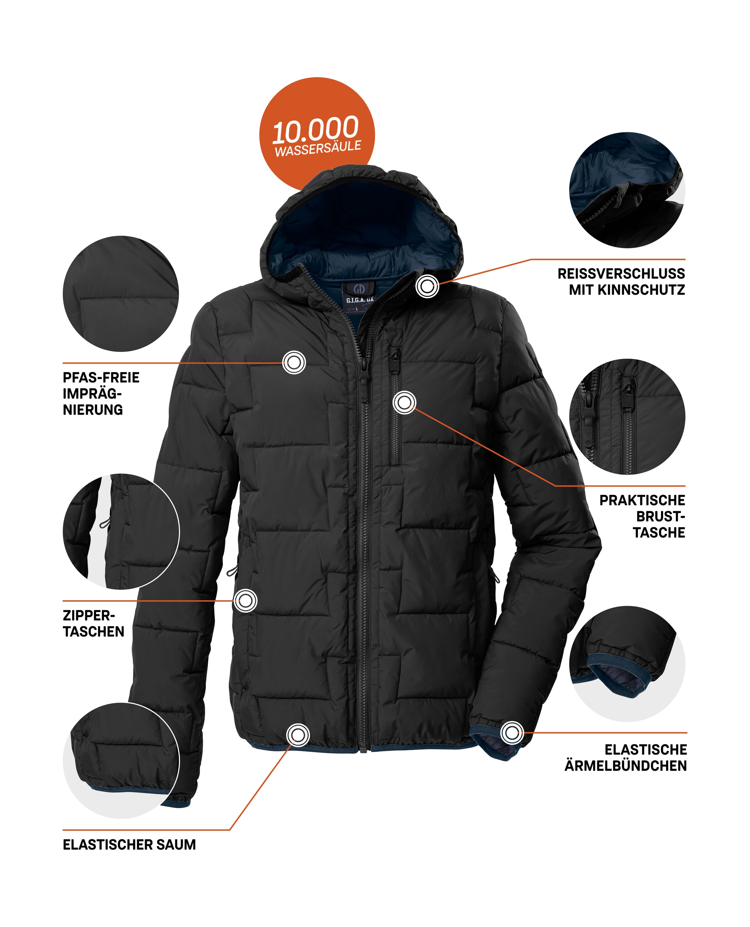 G.I.G.A. DX by killtec Steppjacke »GW 72 MN QLTD JCKT«, Wasserabweisende Herren Steppjacke mit 10.000 mm Wassersäule