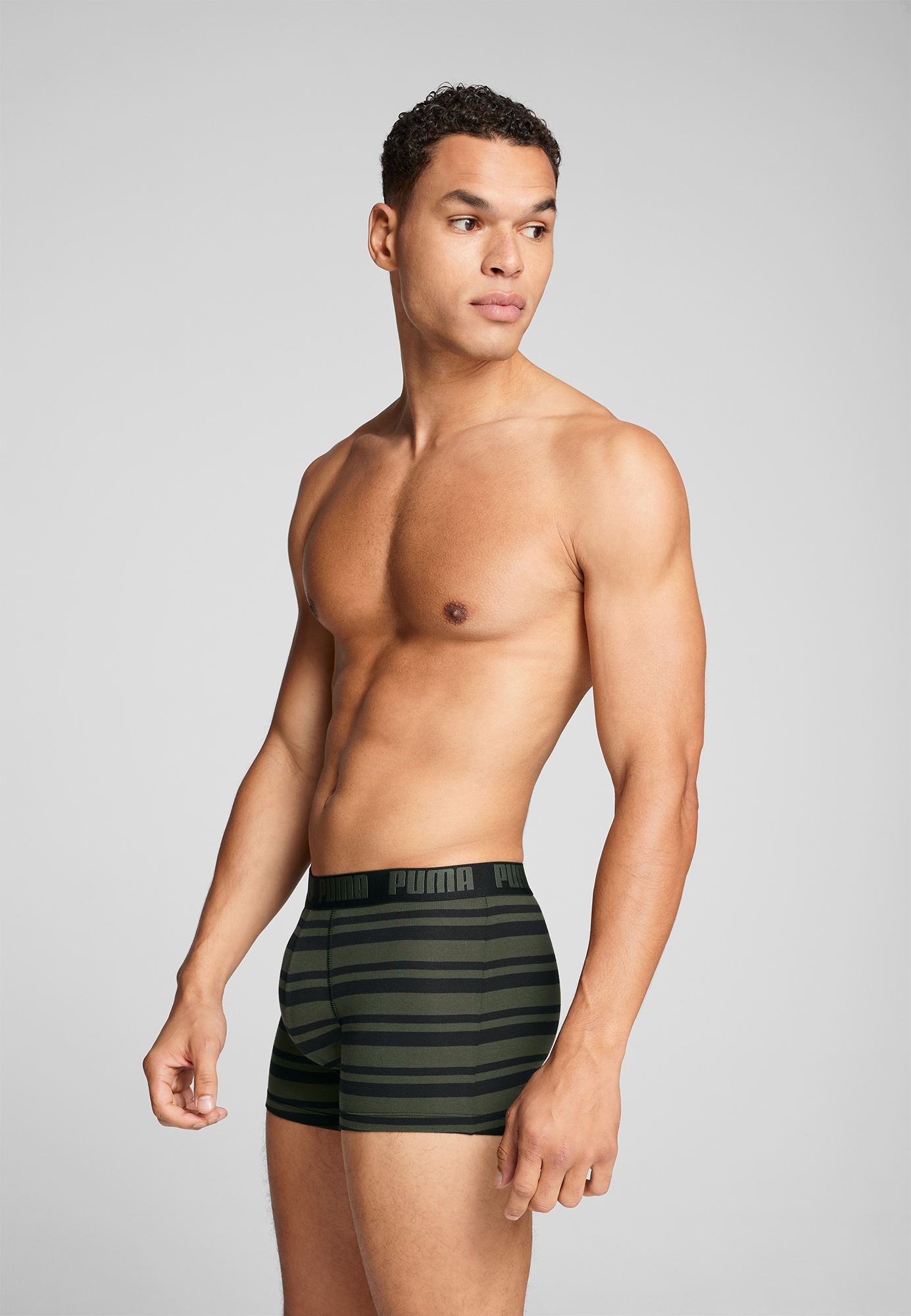 PUMA Boxershorts »PUMA MEN EVERYDAY STRIPED BOXERS 2P«, (Packung, 2er Pack), mit kontrastfarbigem Schriftzug