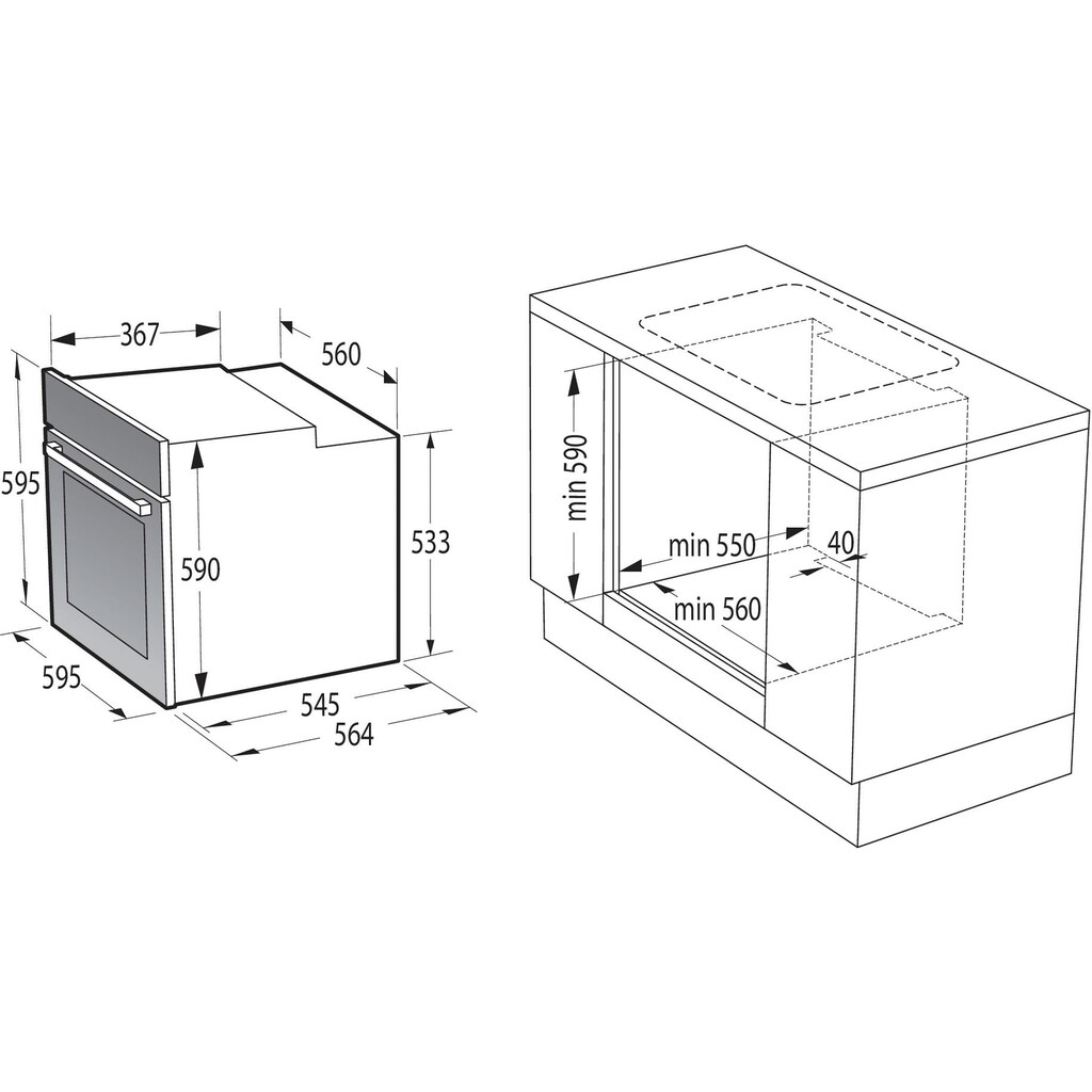 GORENJE Induktions Herd-Set »Black Set 4 Induktion«, BCIX6737E05BG, mit 1-fach-Teleskopauszug, Aqua Clean, (Set)