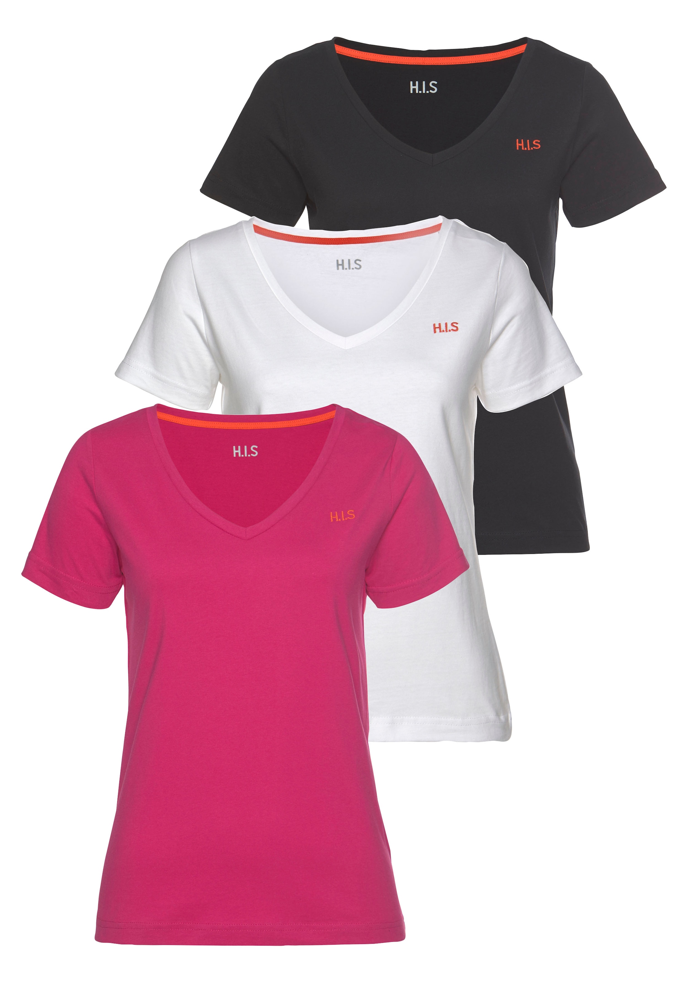 online 3er-Pack) T-Shirt | BAUR (Spar-Set, bestellen »Essential-Basics«, H.I.S