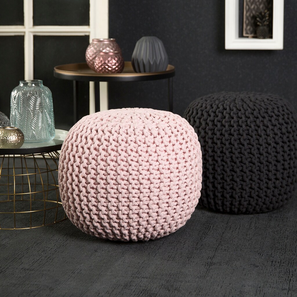 Obsession Sitzkissen »My Cool Pouf«, Sitzhocker, rund, Strickoptik, ideal im Wohnzimmer & Schlafzimmer