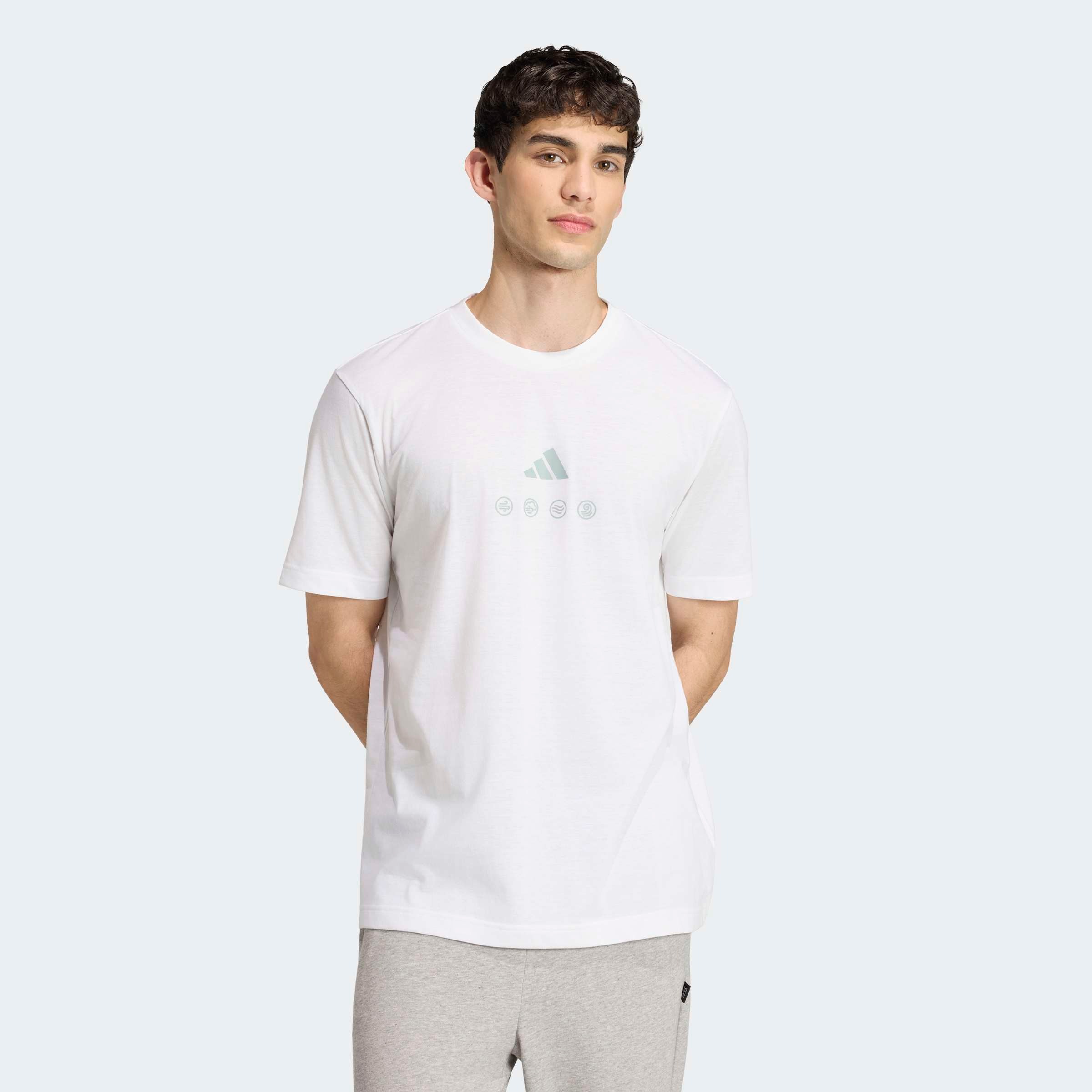 T-Shirt ADIDAS SPORTSWEAR "CLIMACOOL CITY TECH ILLUSTRATION GRAFIK", Herren, Gr. L, weiß, Obermaterial: 65% Polyester, 35% Baumwolle, normal, Rundhals, Shirts T-Shirt