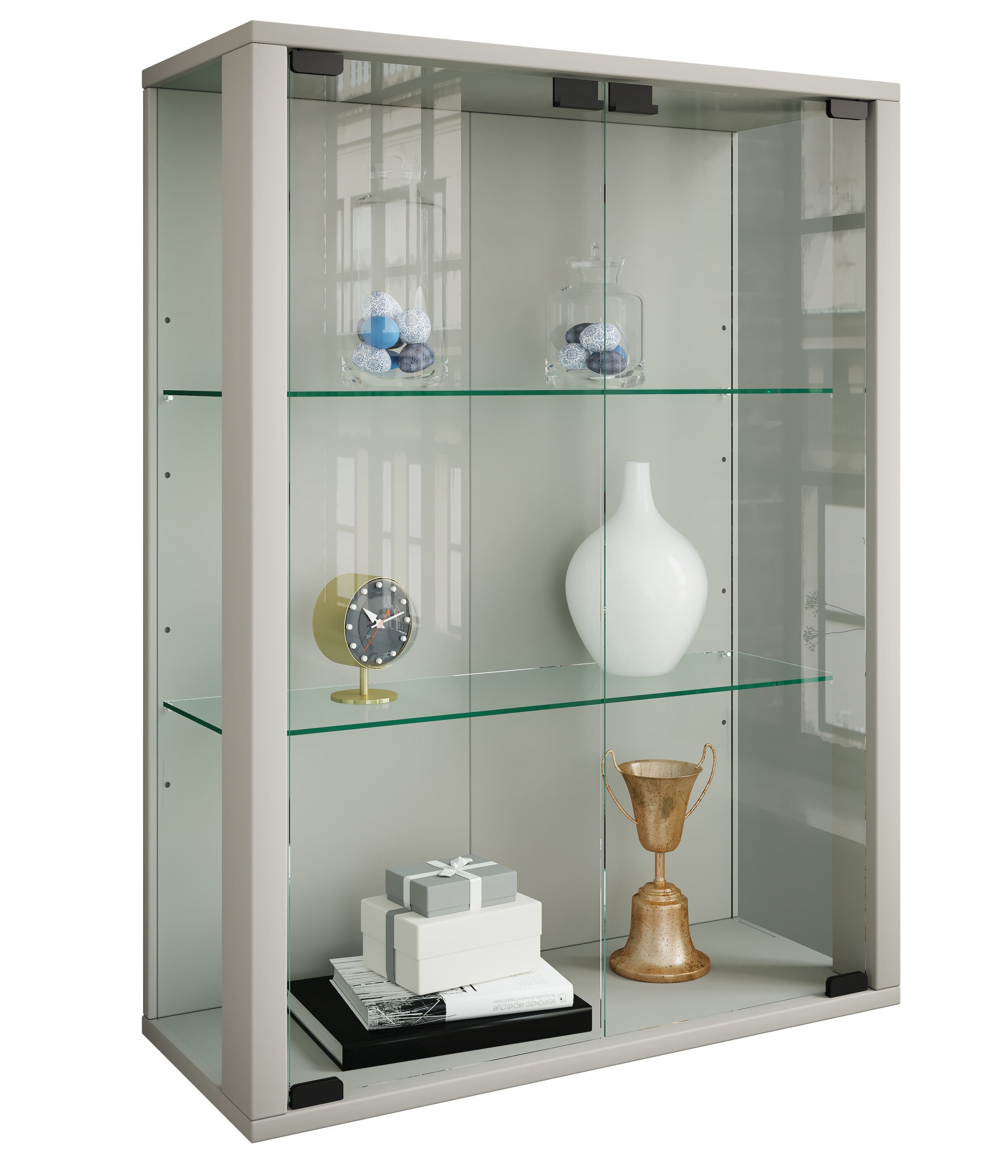 VCM Wandregal "Wandvitrine Hängevitrine Glasvitrine Glas Udina M" 1 Stk. tlg.