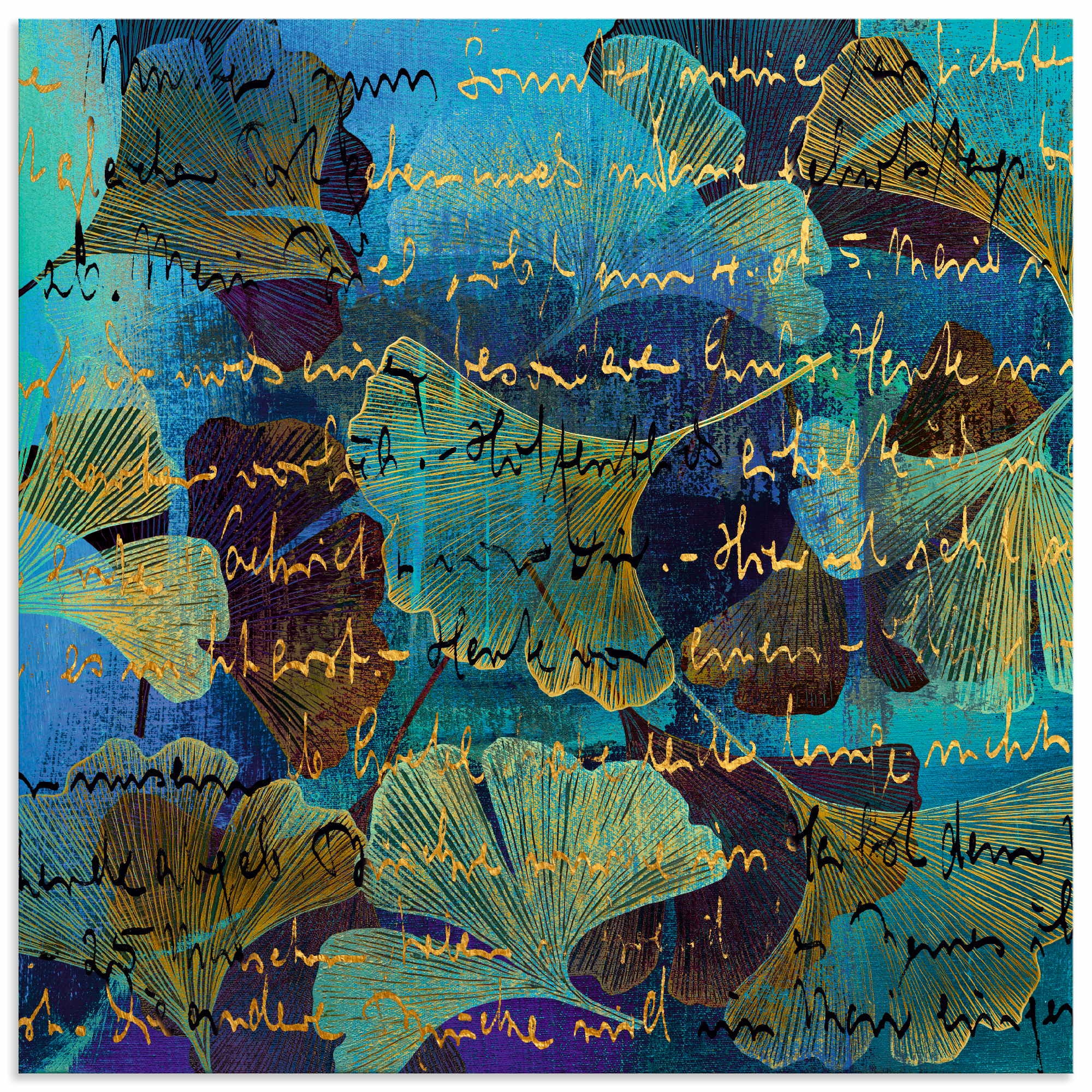 Wandbild ARTLAND "Ginko", farbe bild(er): blau, B:70cm H:70cm, Alu Dibond, Bilder, als Alubild, Leinwandbild, Poster, Wandaufkleber in verschied. Größen