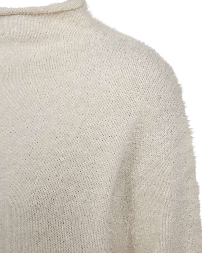FREEQUENT Strickpullover Flauschiger Pullover / Federgarn mit Stehkragen