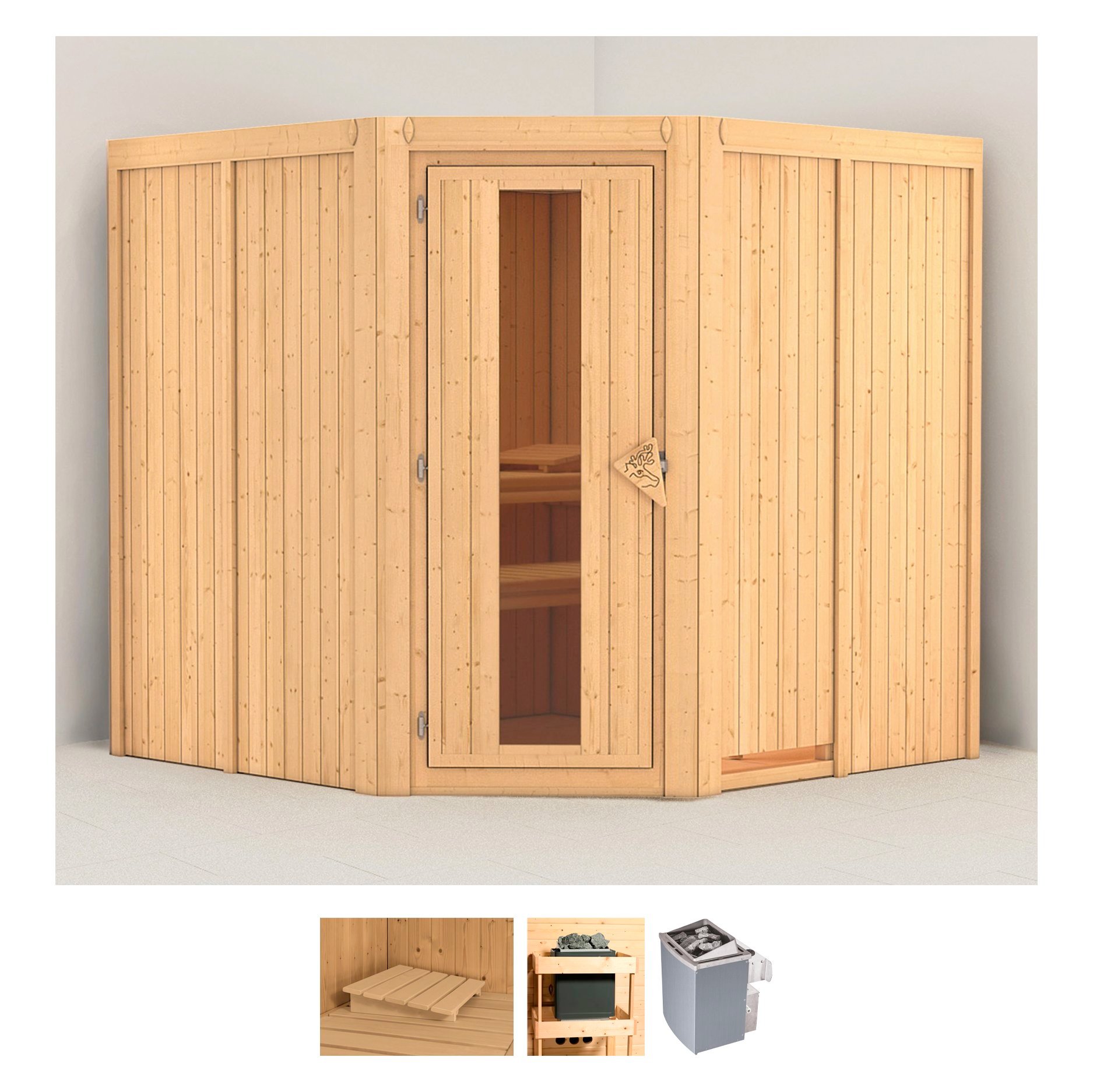 Karibu 1100000002199 "Jarin" Set, Ofen 9 kW integr. Strg