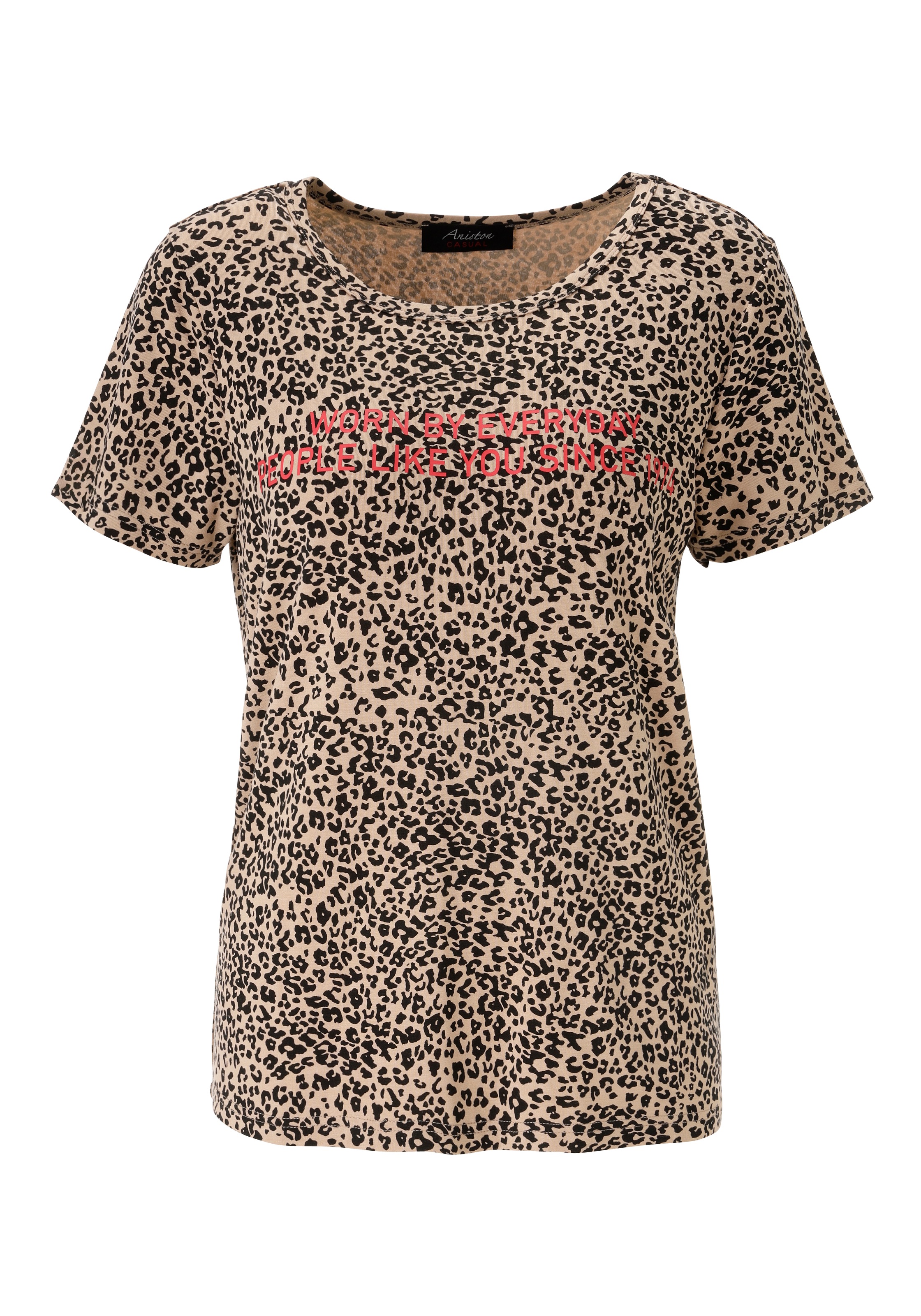 Aniston CASUAL T-Shirt, im Leo-Print mit Statement-Schriftzug - NEUE KOLLEKTION