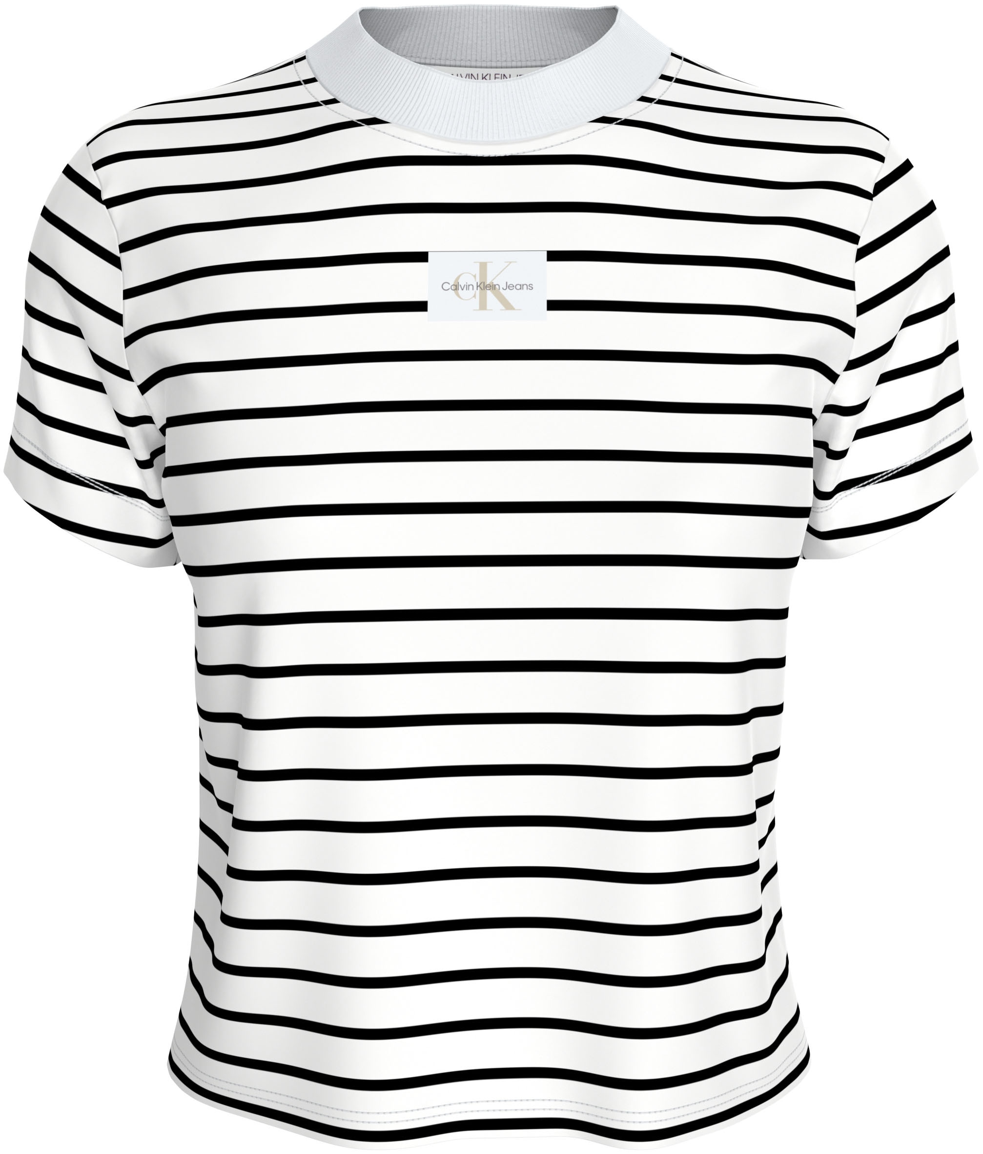 Calvin Klein Jeans T-Shirt "WOVEN LABEL RIB BABY TEE", mit Logopatch günstig online kaufen