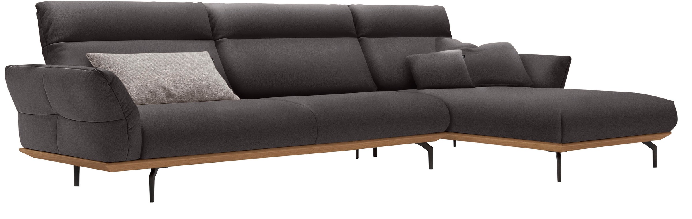 Creation BY ROLF BENZ Ecksofa »CR.460«, Sockel in Eiche, Winkelfüße in Umbragrau, Breite 338 cm