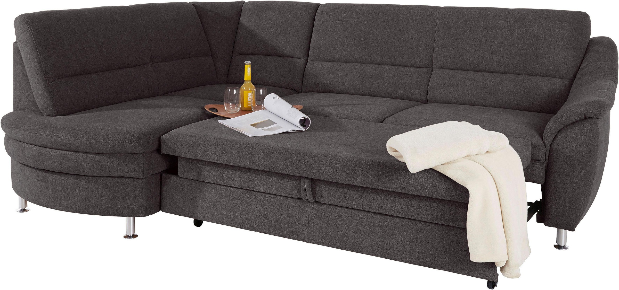 Places of Style Ecksofa »Cardoso L-Form«, Federkern, wahlweise mit Bett, Schubkasten