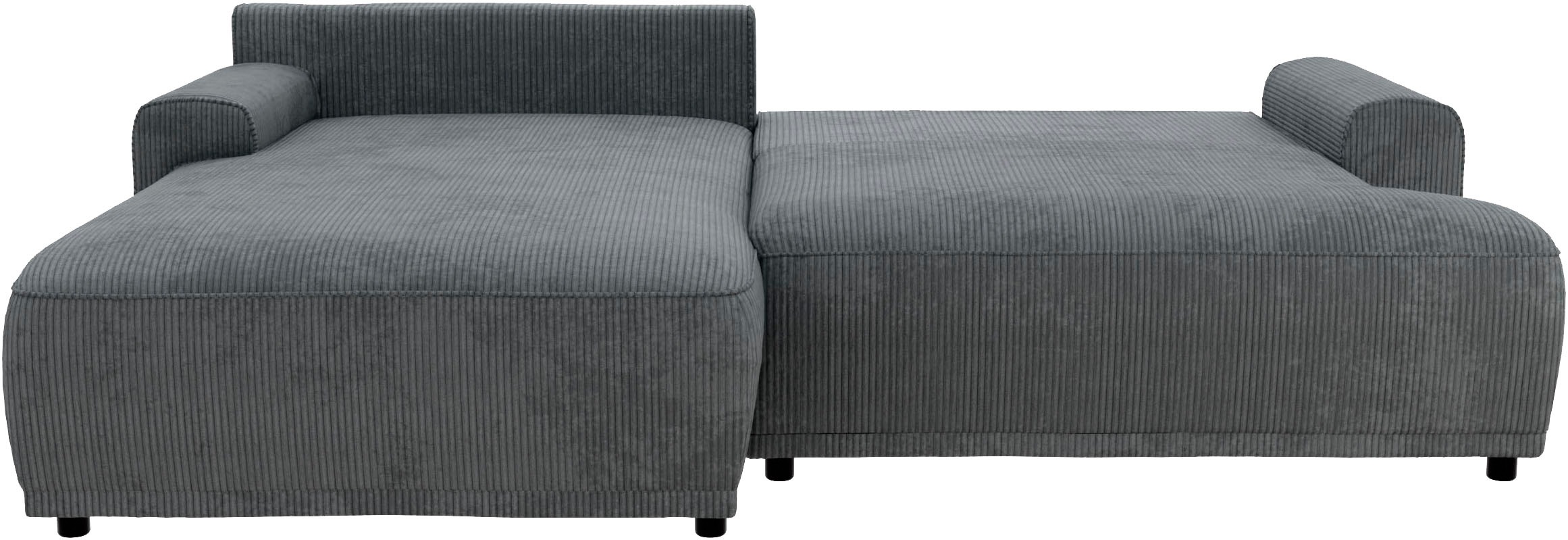 TRENDMANUFAKTUR Ecksofa »Fordon, Schlafsofa mit Bettkasten, Couch in L-Form, Breite 250 cm«, in Cordstoff HYPER, dunkelgrau, Recamiere links