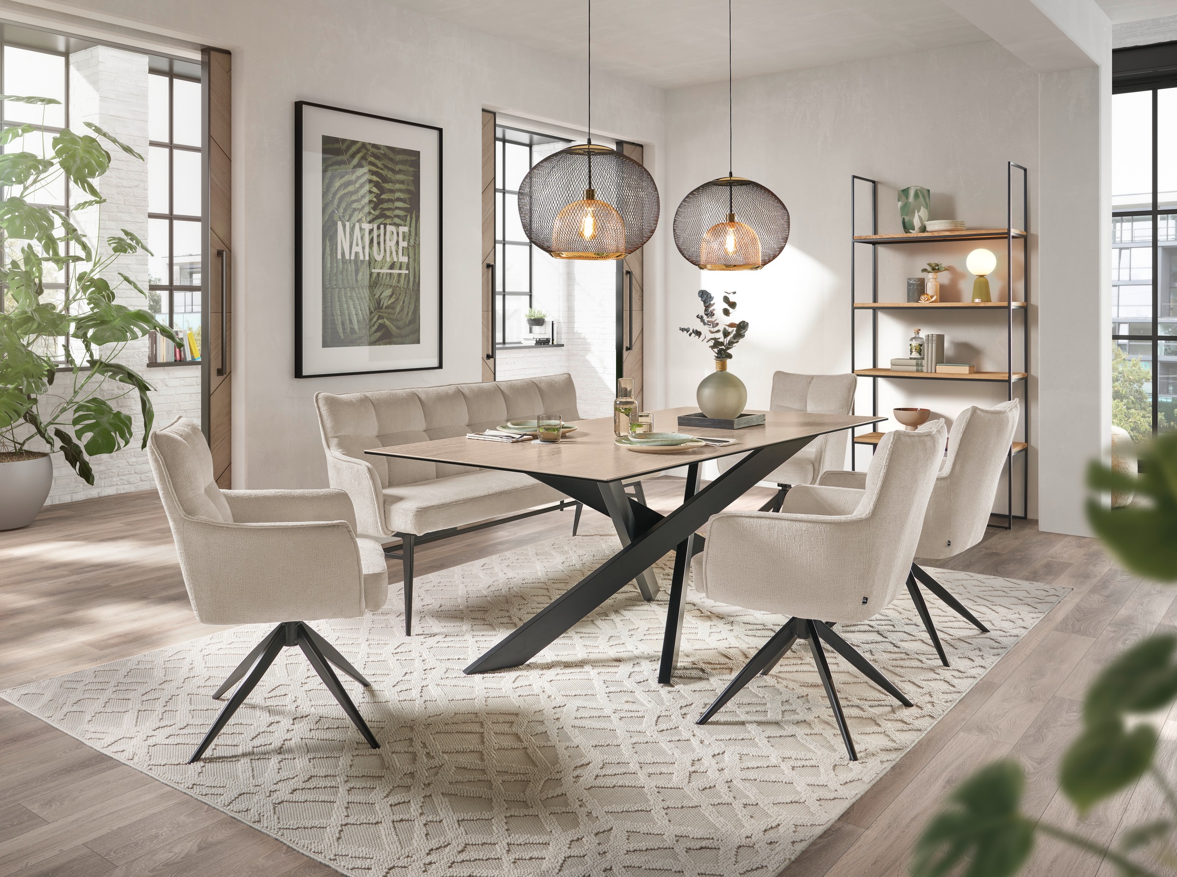 set one by Musterring Esstisch "Baltimore" Platte aus Glas-Keramik, Kreuzfu günstig online kaufen