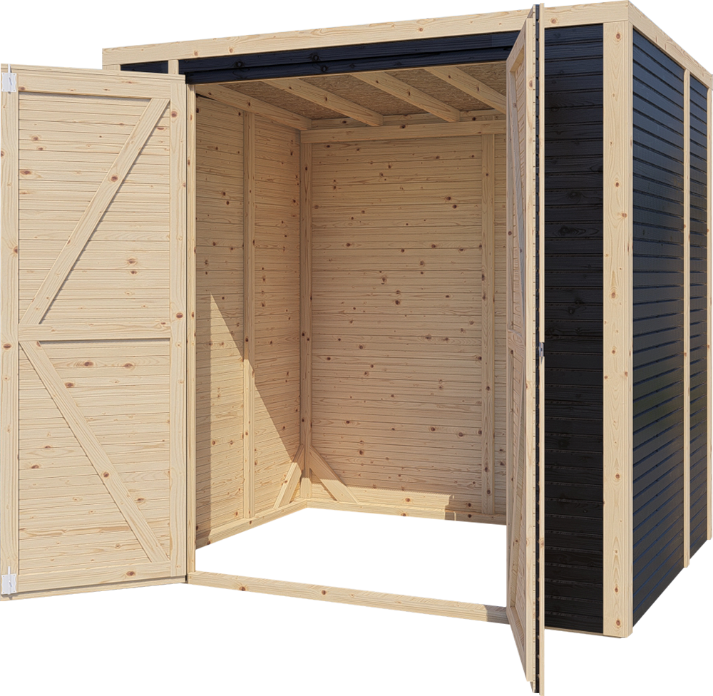 BERTILO Gerätehaus »Box 2, in verschiedenen Farben«, Hohe Doppeltür, hohe Wände – mehr Raum