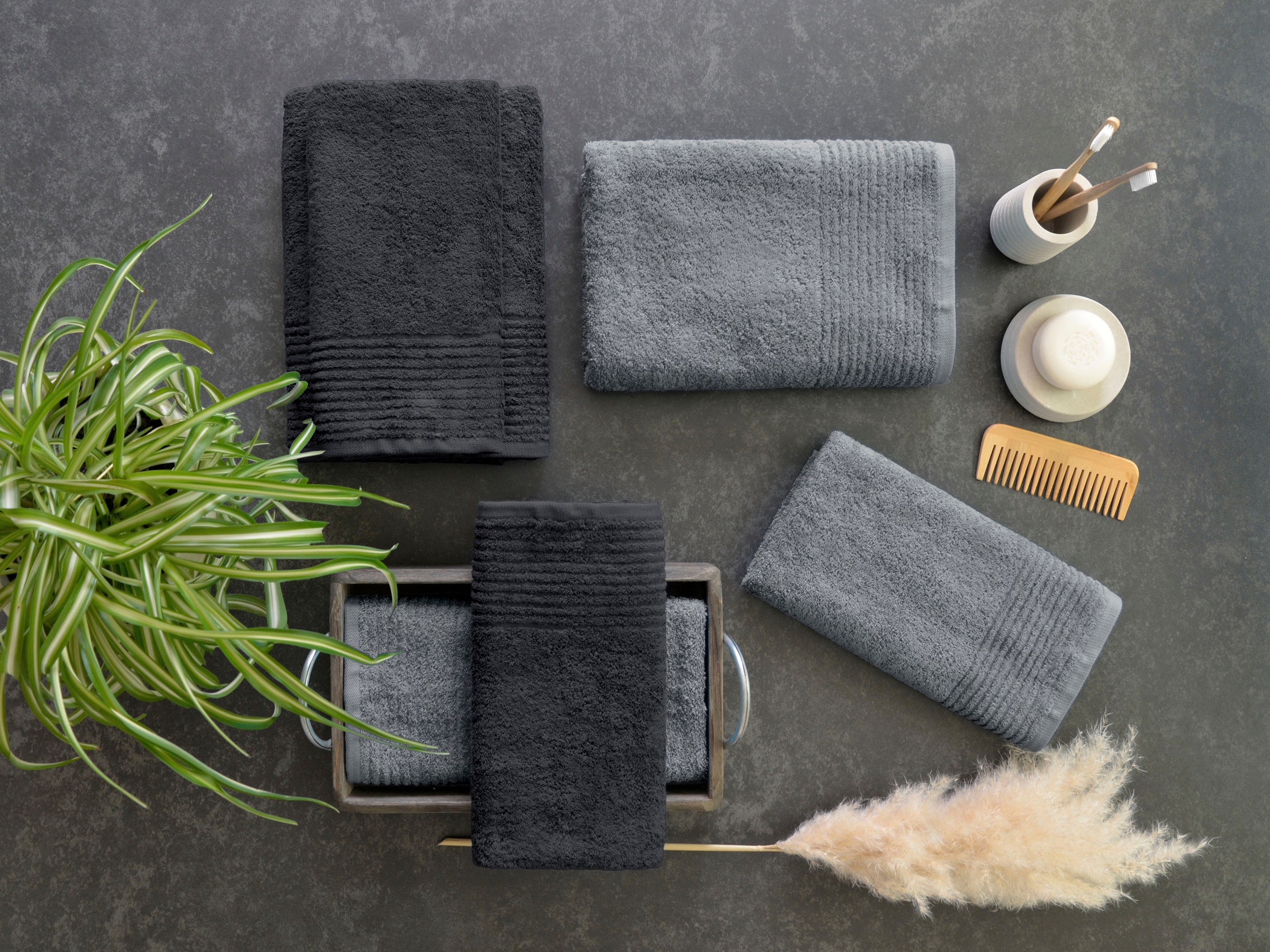 Dyckhoff Handtuch Set "Brillant" Set 6 Stk. Walkfrottee mit Streifenbordüre günstig online kaufen