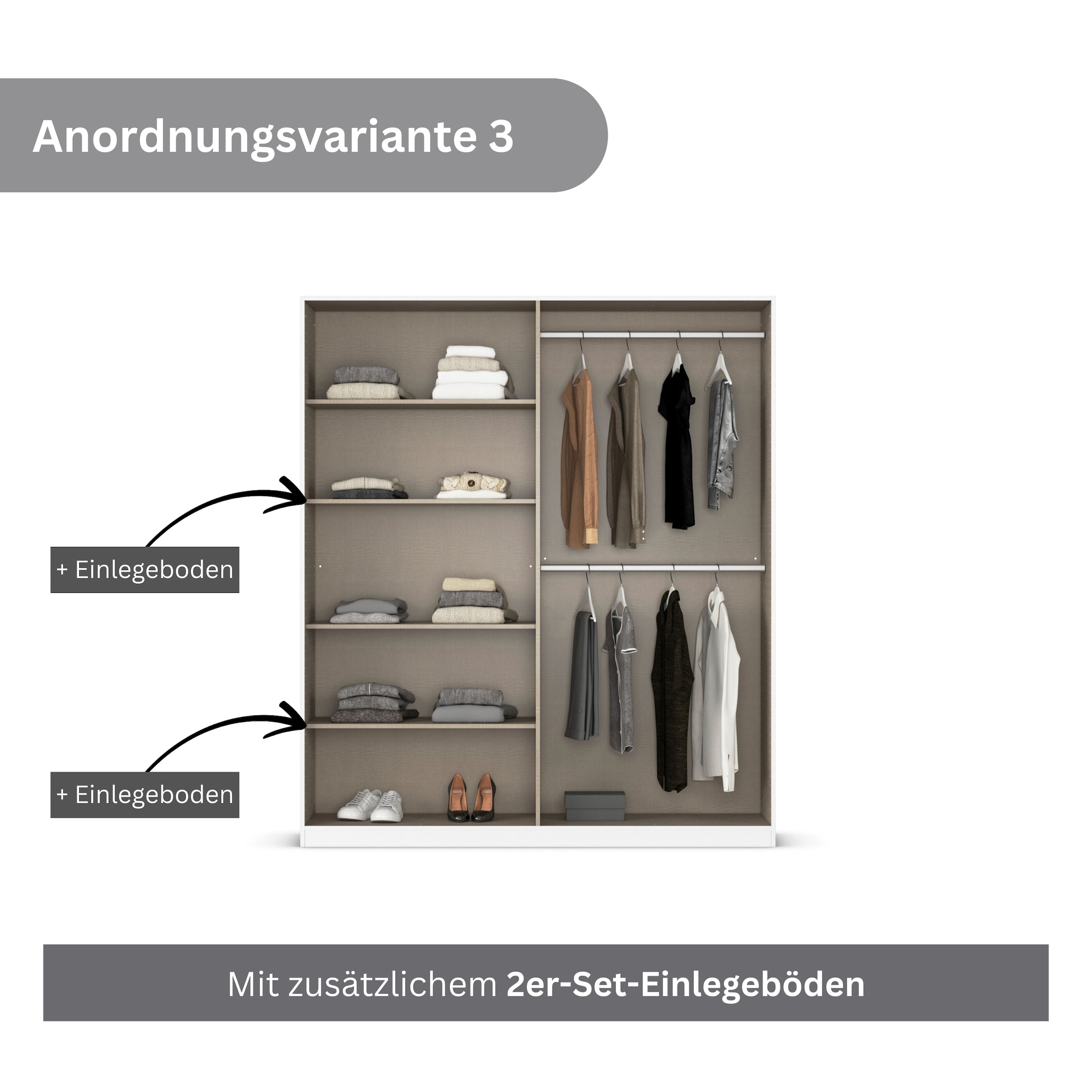 rauch Drehtürenschrank »Kleiderschrank Kleiderschränke Schrank Garderobe AGORDO mit Glasfront«, (in zwei Griff-Farben), durchdachte Innenausstattung, in 6 Breiten und 2 Höhen MADE IN GERMANY