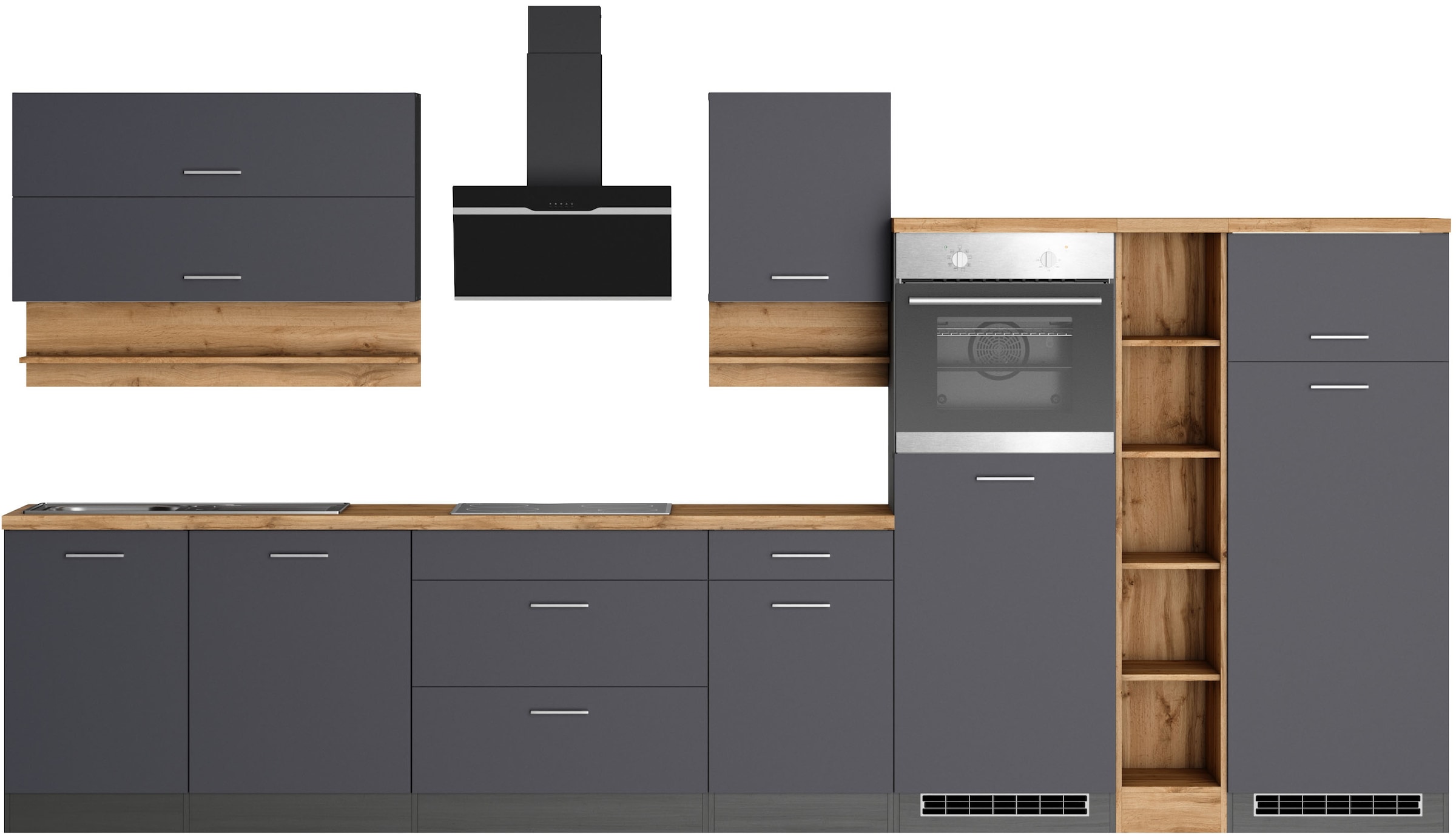 KOCHSTATION Küchenzeile "KS-Milan" 390 cm breit, viel Stauraum, wahlweise m günstig online kaufen