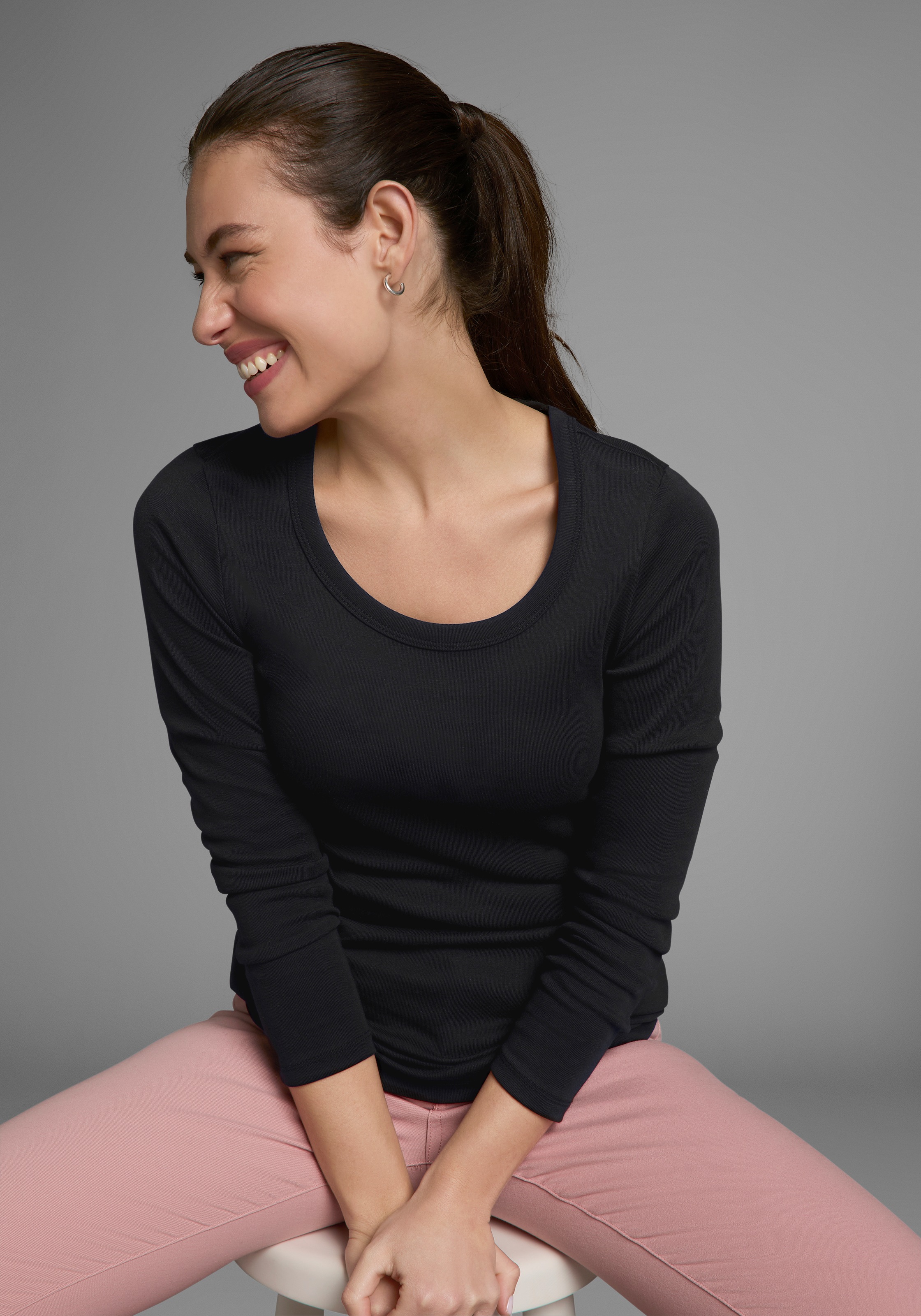 Flashlights Langarmshirt 2er-Pack, sehr figurbetonter Schnitt, Rundhalsauss günstig online kaufen