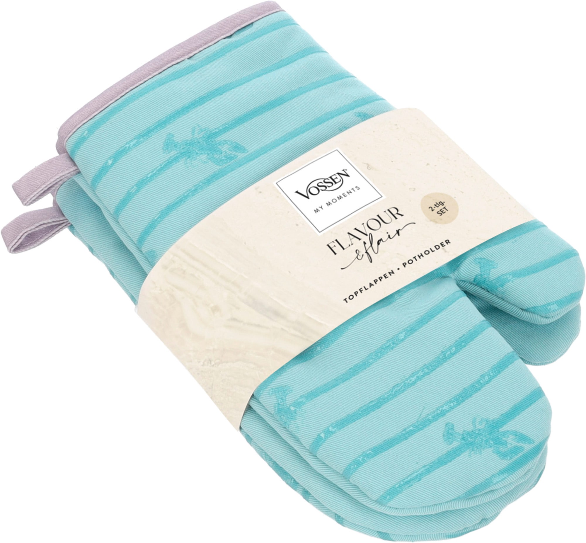 Vossen Topfhandschuhe "Scandi Cook" mit Silikonbeschichtung im Lobster-Design, Hitzebeständig bis 250