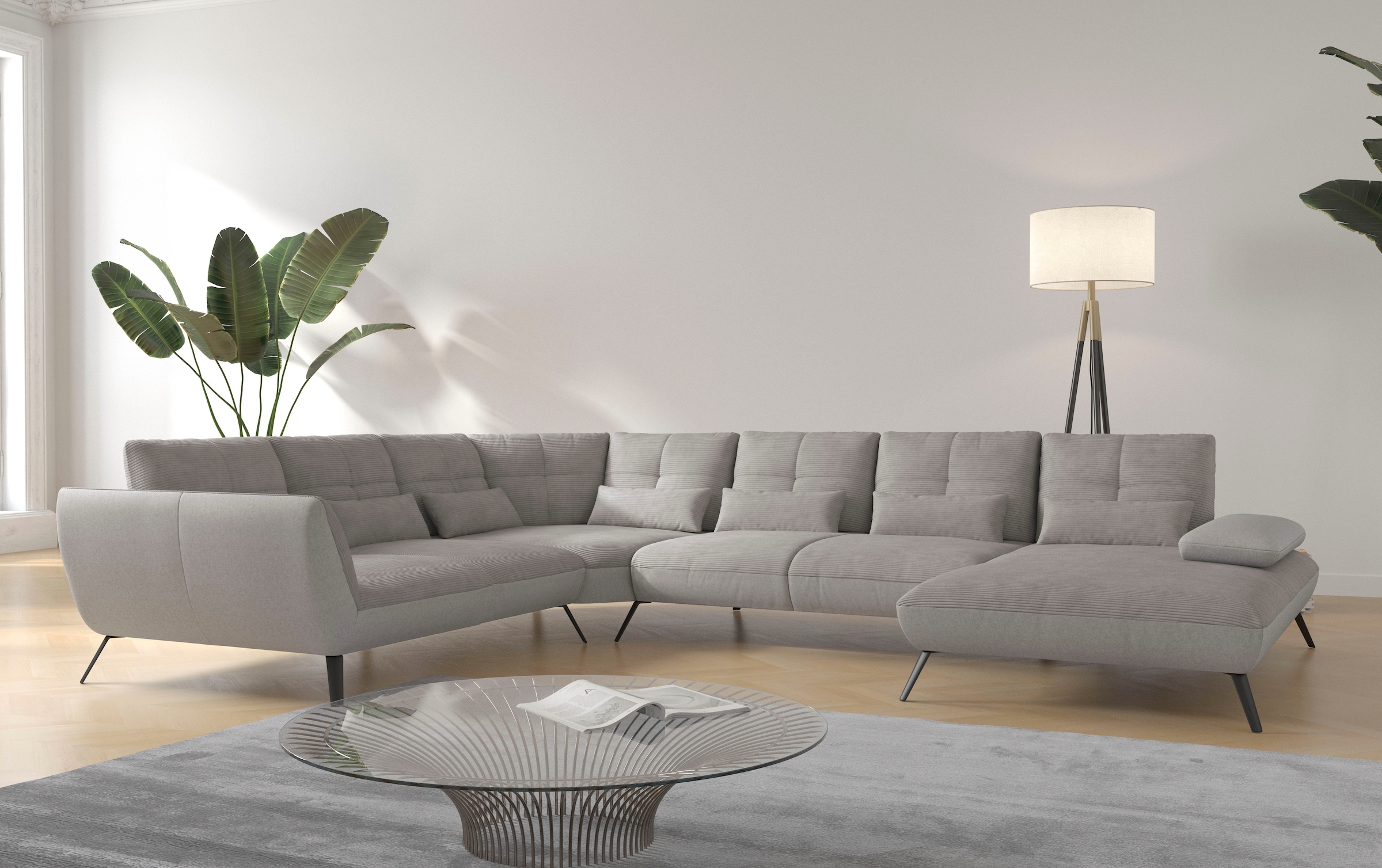 OTTO home Wohnlandschaft "Mikado U-Form" inkl. Sitztiefenverstellung und Armteilverstellung
