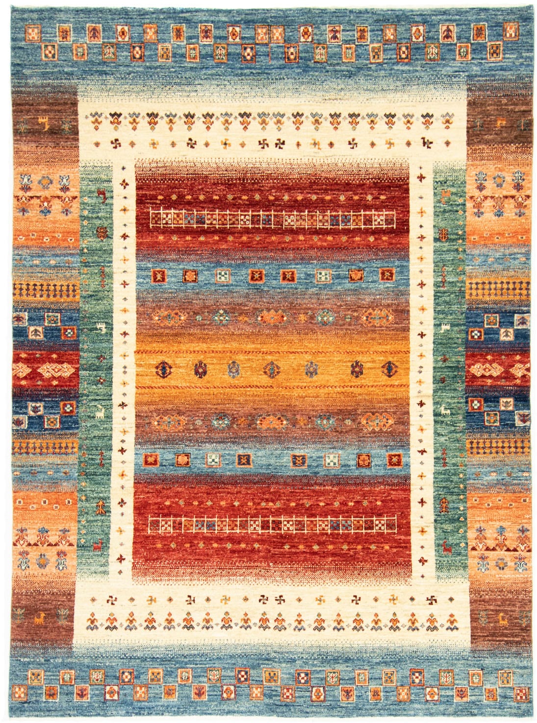 mehrfarbig«, | BAUR handgeknüpft handgeknüpft morgenland Wollteppich auf rechteckig, Rechnung Teppich »Loribaft