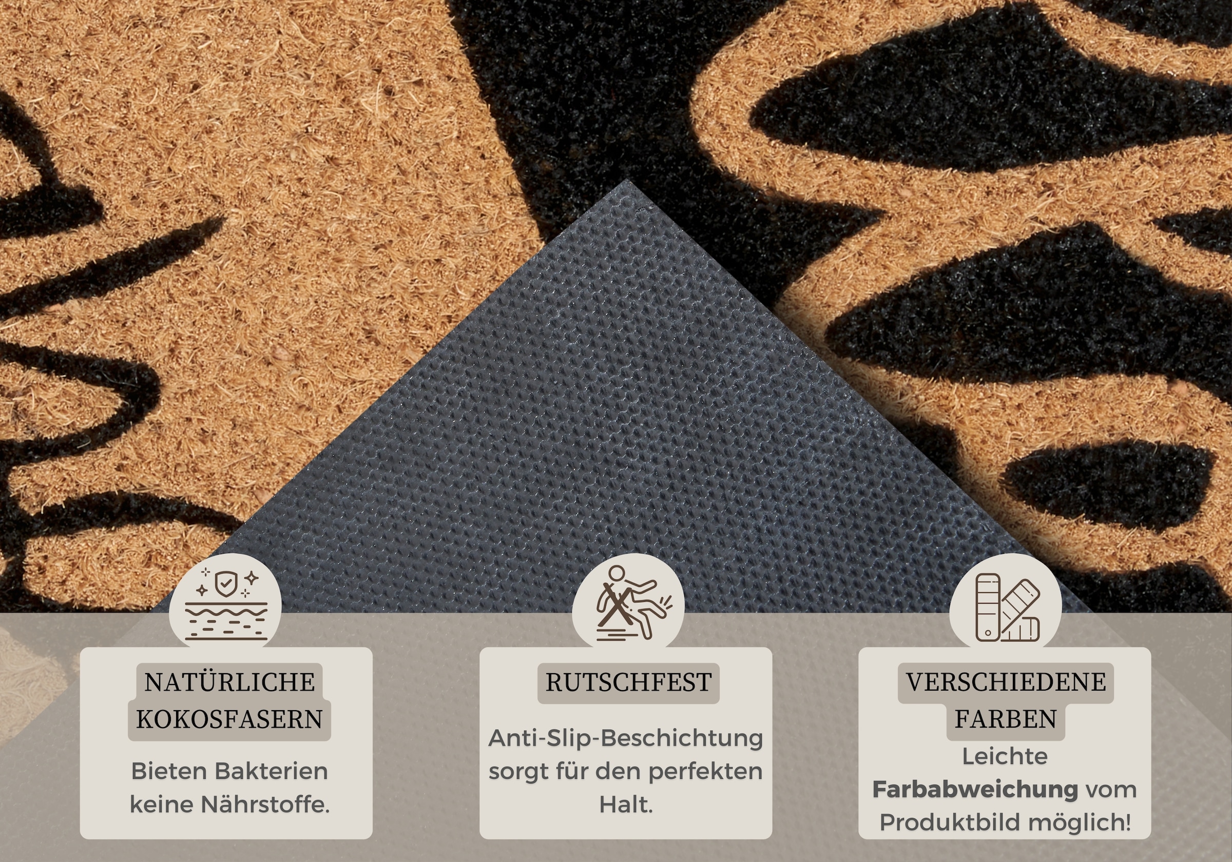 HANSE Home Fußmatte »Kokos Contrast Hello Goodbye, Türmatte«, rechteckig, 15 mm Höhe, Kokos, Schmutzfangmatte, Outdoor, Rutschfest, Innen, Kokosmatte, Flur