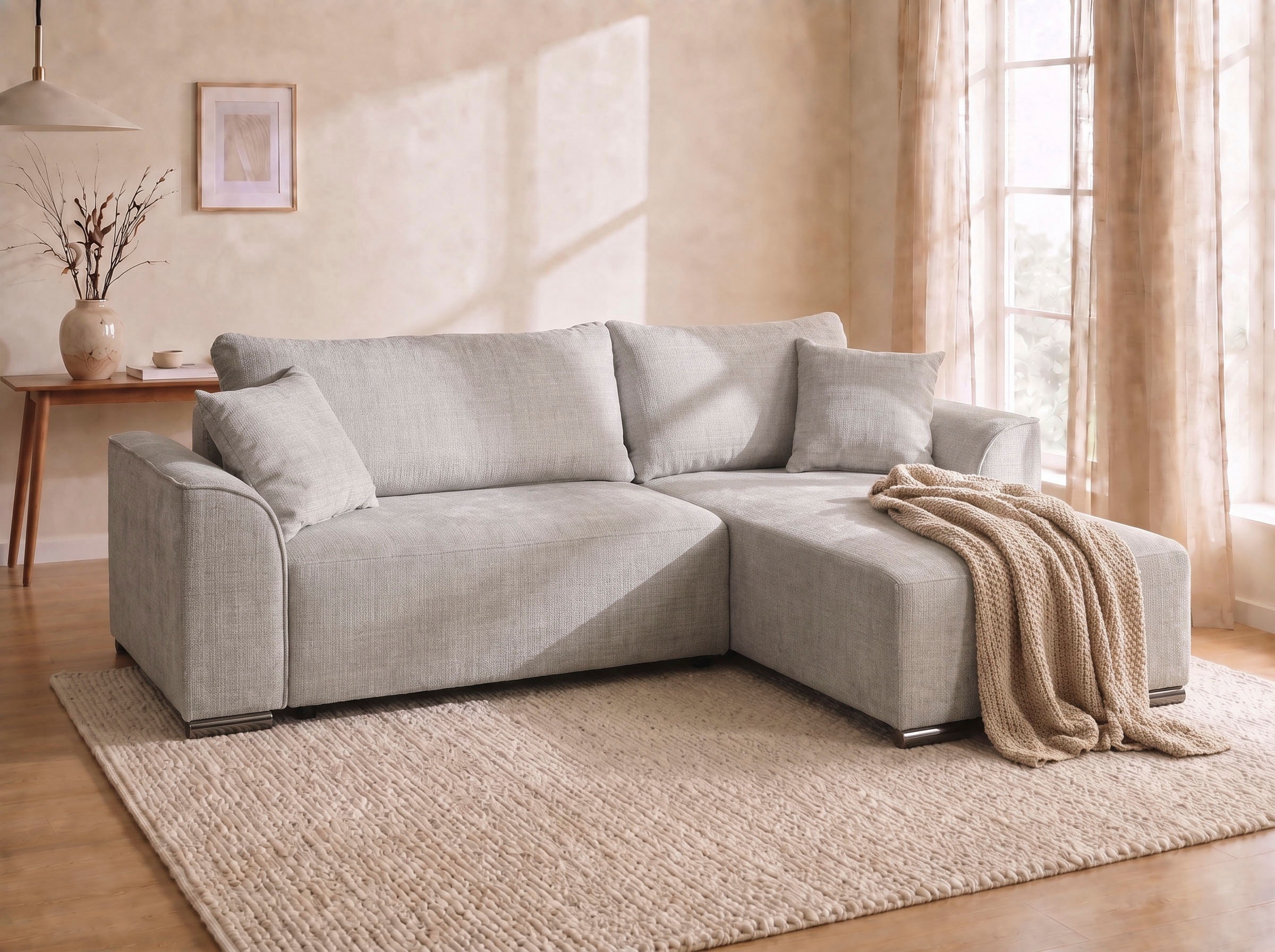 COLLECTION AB "Sara L-Form, B: 236 cm, Schlaffunktion, Bettkasten, optional Topper" Bonnellfederkern, Liegefl. 116x190 cm, Couch als Schlafsofa