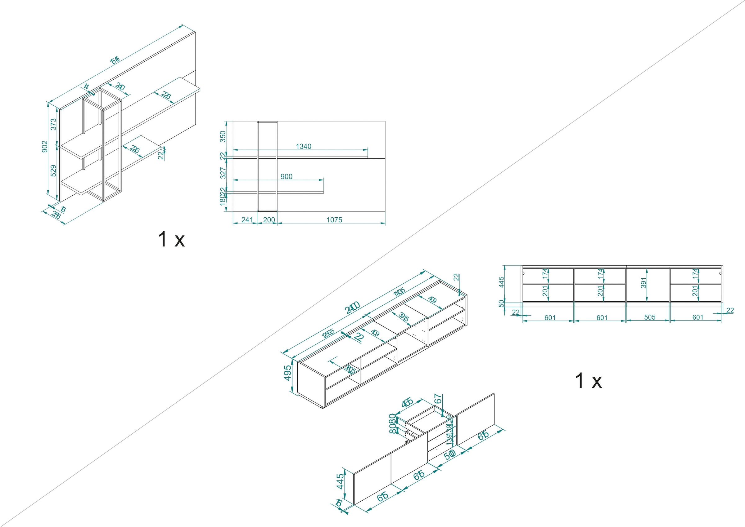 INOSIGN Schrank-Set »LARGO«, (Set, 2 St.), mit Soft-Close-Funktion